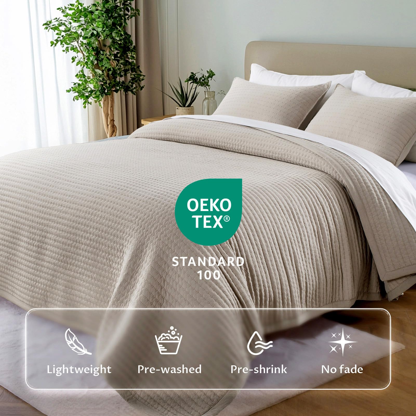 Amazon｜KASENTEX キルトベッドカバーレットブランケットセット、洗濯