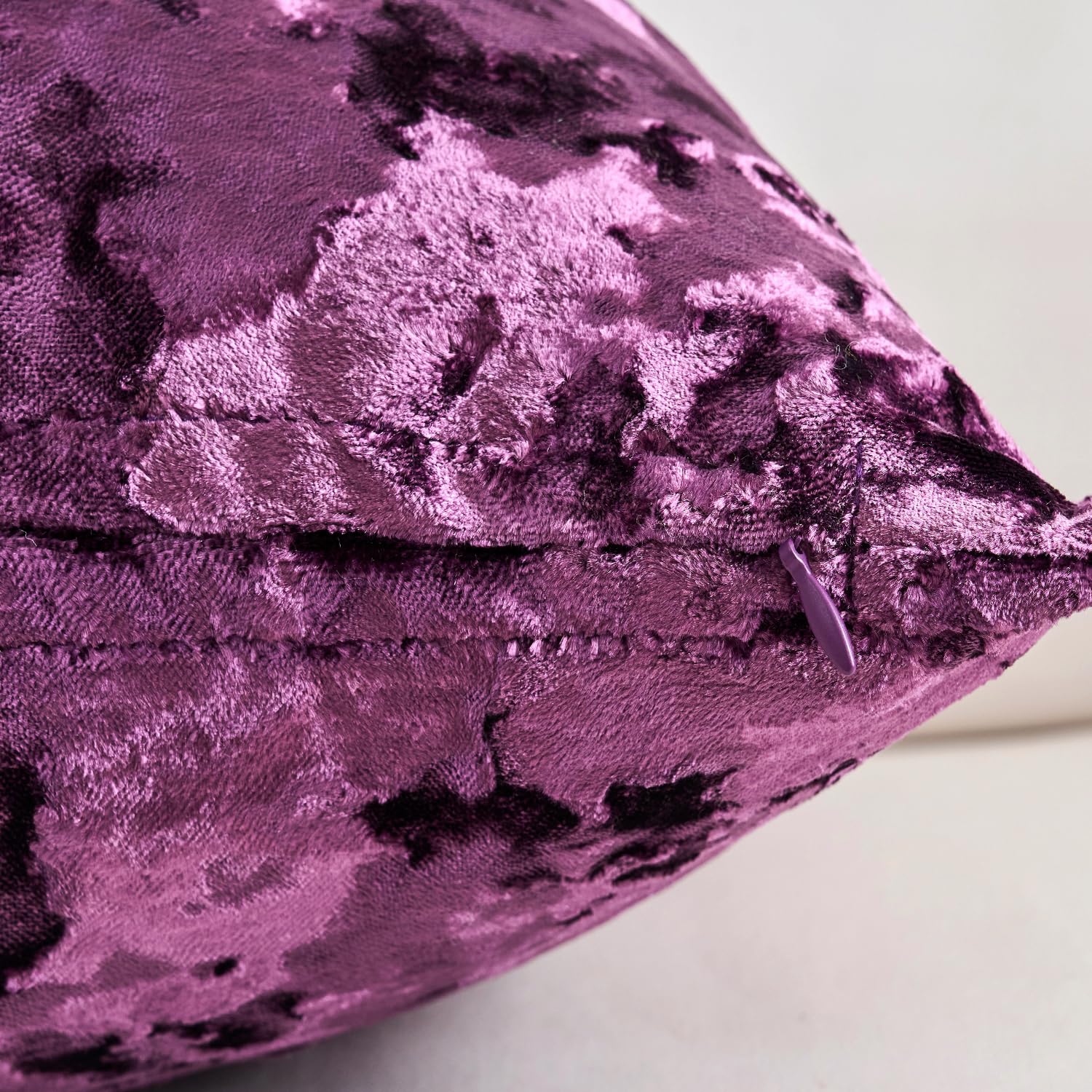 Yonous Premium Series, Crushed Velvet Cushion Covers, Luxury Thick Throw Pillow for Home Decor Eggplant Purple - Image 3