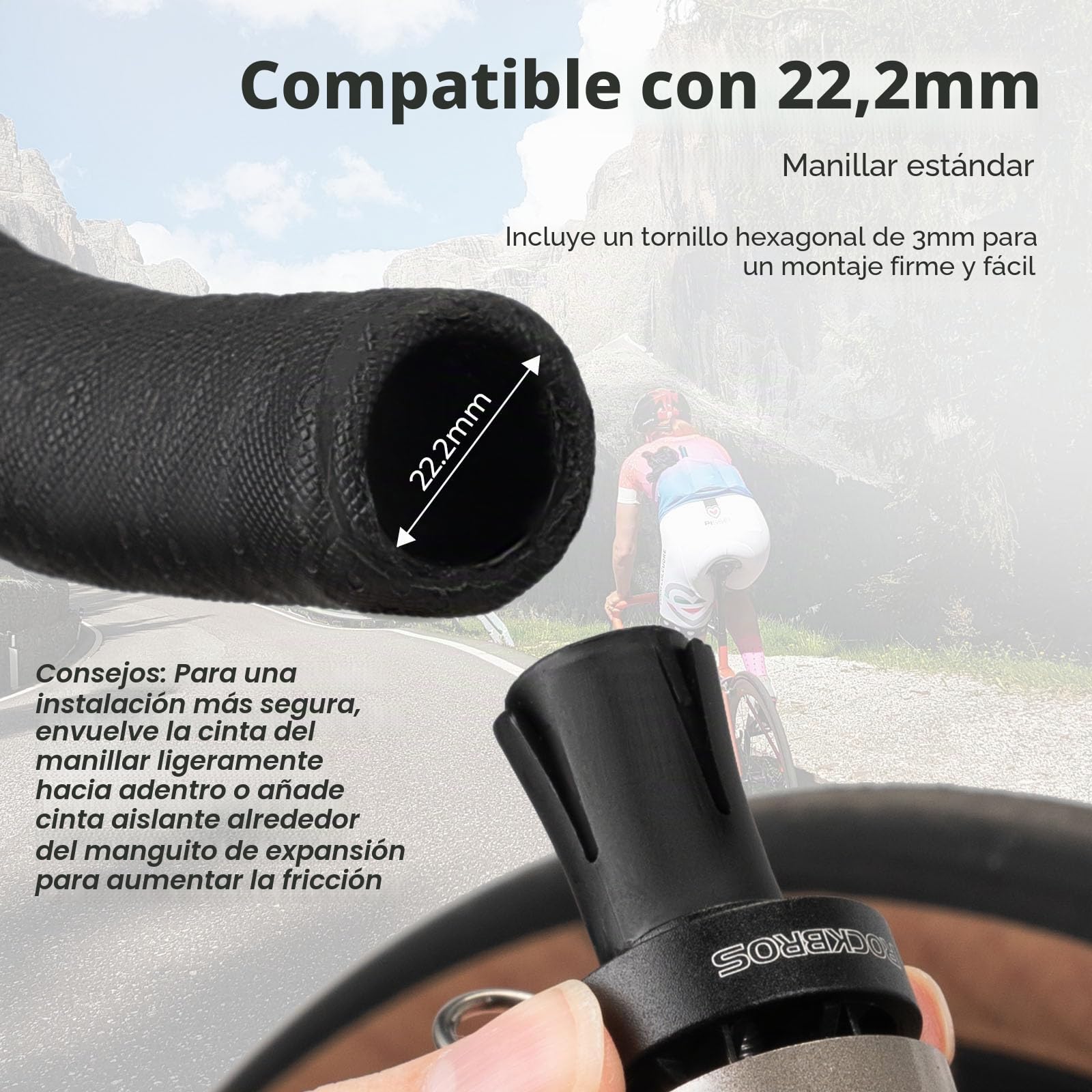 ROCKBROS Bolsa Cuadro Impermeable y 2 Piezas Timbre de Bicicleta Carretera