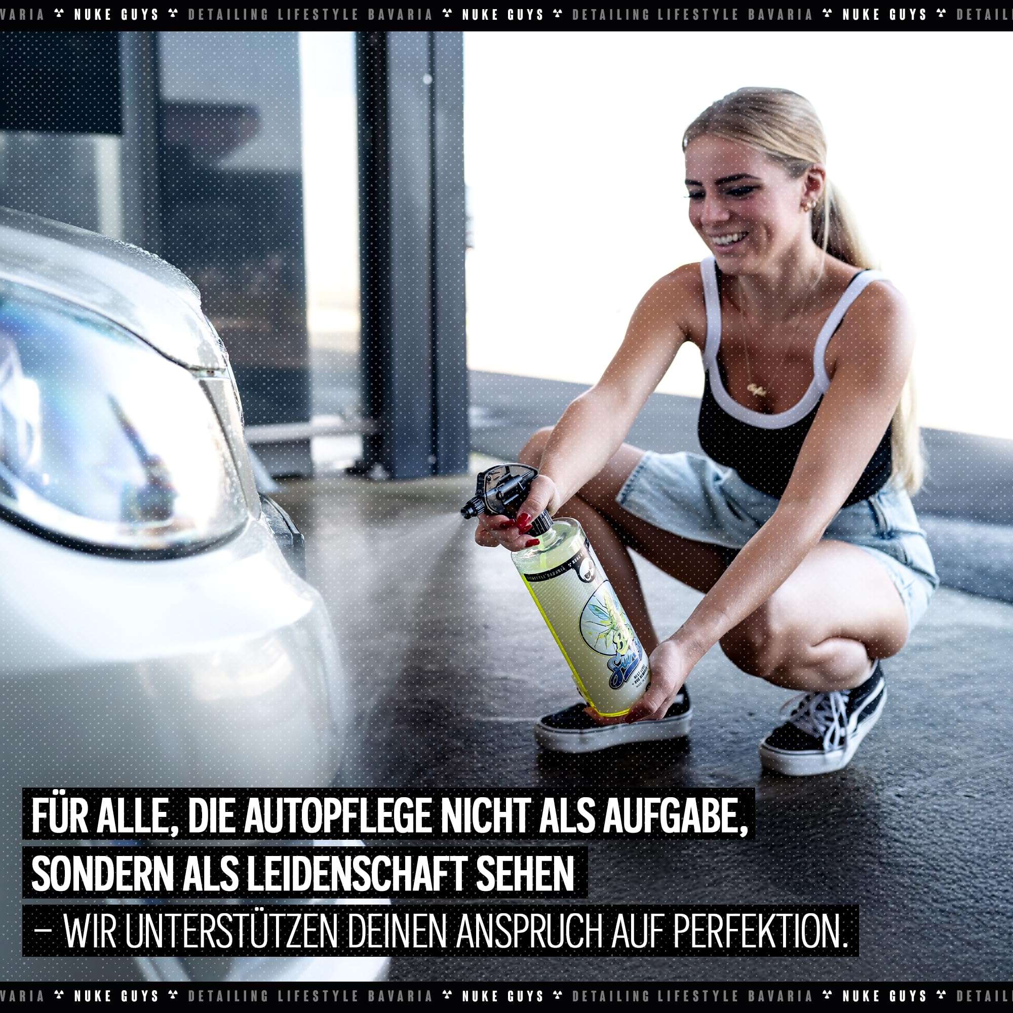 Nuke Guys Bug Swipe Auto Rimuovi insetti tanica da 5 litri con dispenser e flacone spray da 0,5 l, ideale anche per la pulizia della moto, ideale per lo sporco ostinato come residui di insetti