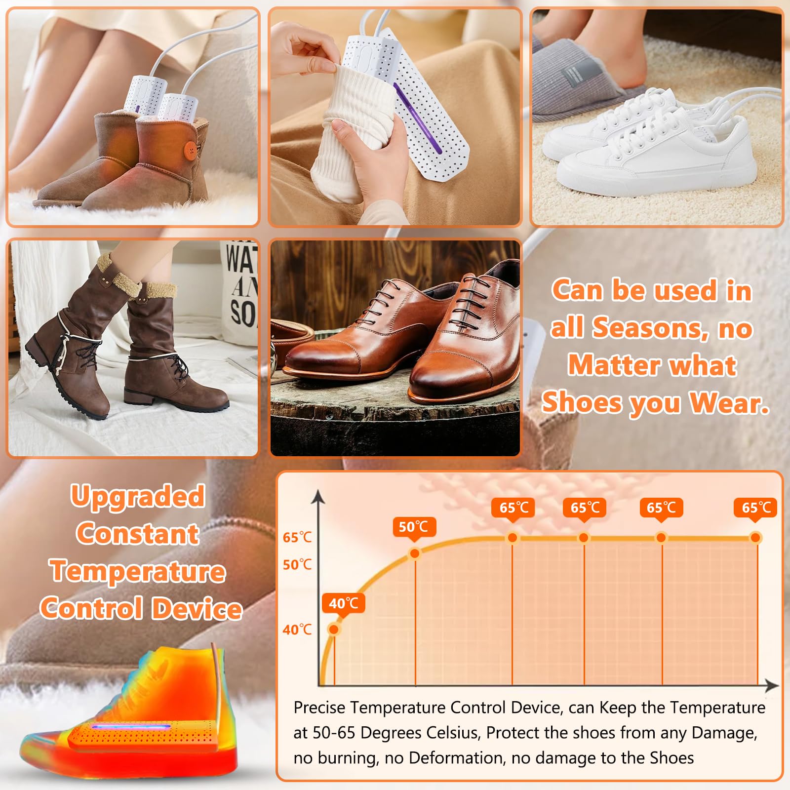 Asciuga Scarpe Elettrico, Asciuga Scarponi, Asciuga Scarpe Portatile, Asciuga Scarpe da Calcio, Asciugascarpe Elettrico con Timer a 3 modalità, Scalda Scarpe per Scarpe, Guanti