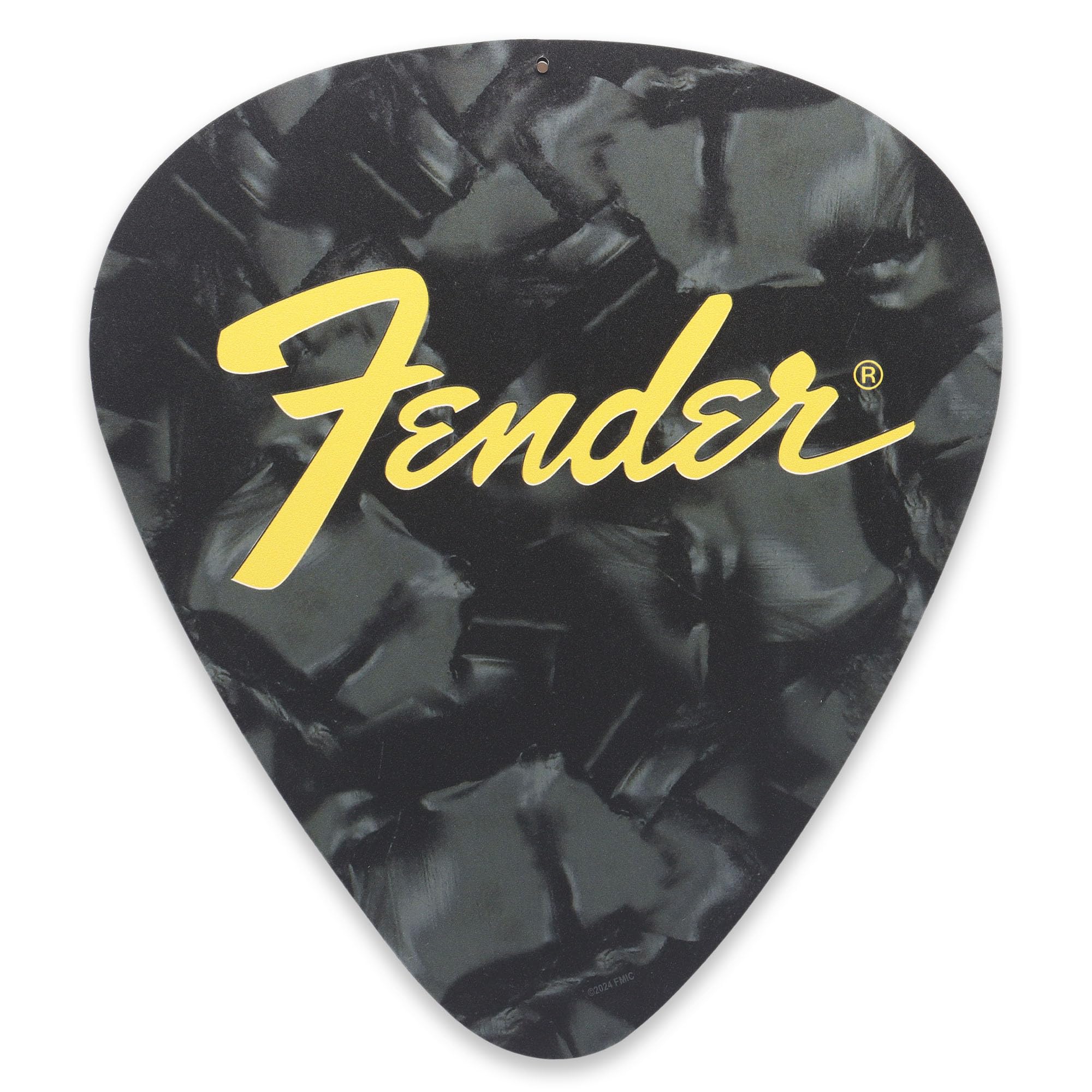 Fender Guitar Pick Silver Metal Sign - Fun Fender Wall Art for Office, Music Room or Man Cave