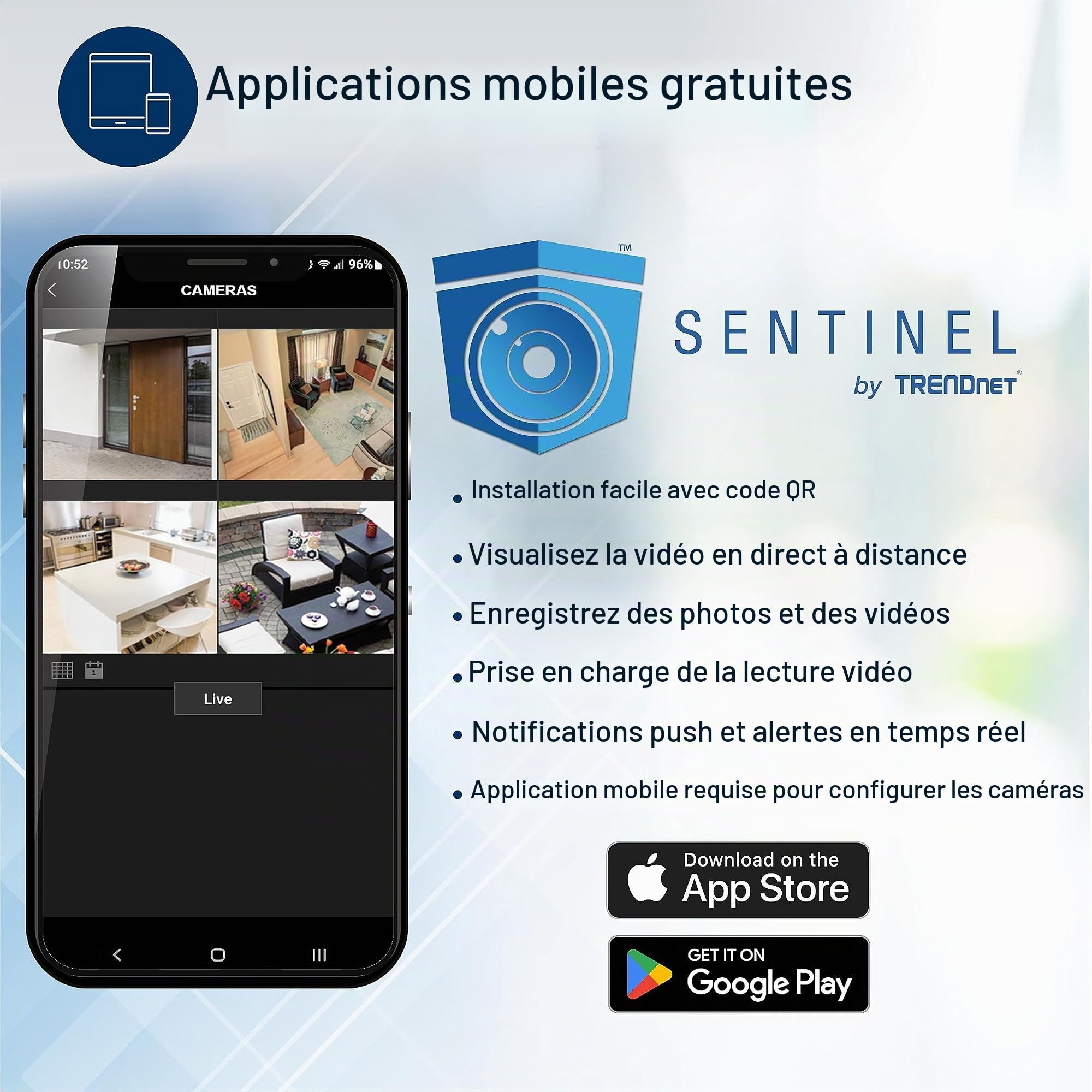TRENDnet, TV-IP1515PI, Intérieur Extérieur 5MP H.265 PoE IR Caméra réseau à Tourelle Fixe, boîtier classé IP66, Vision Nocturne IR jusqu'à 30 m (98 Pieds)