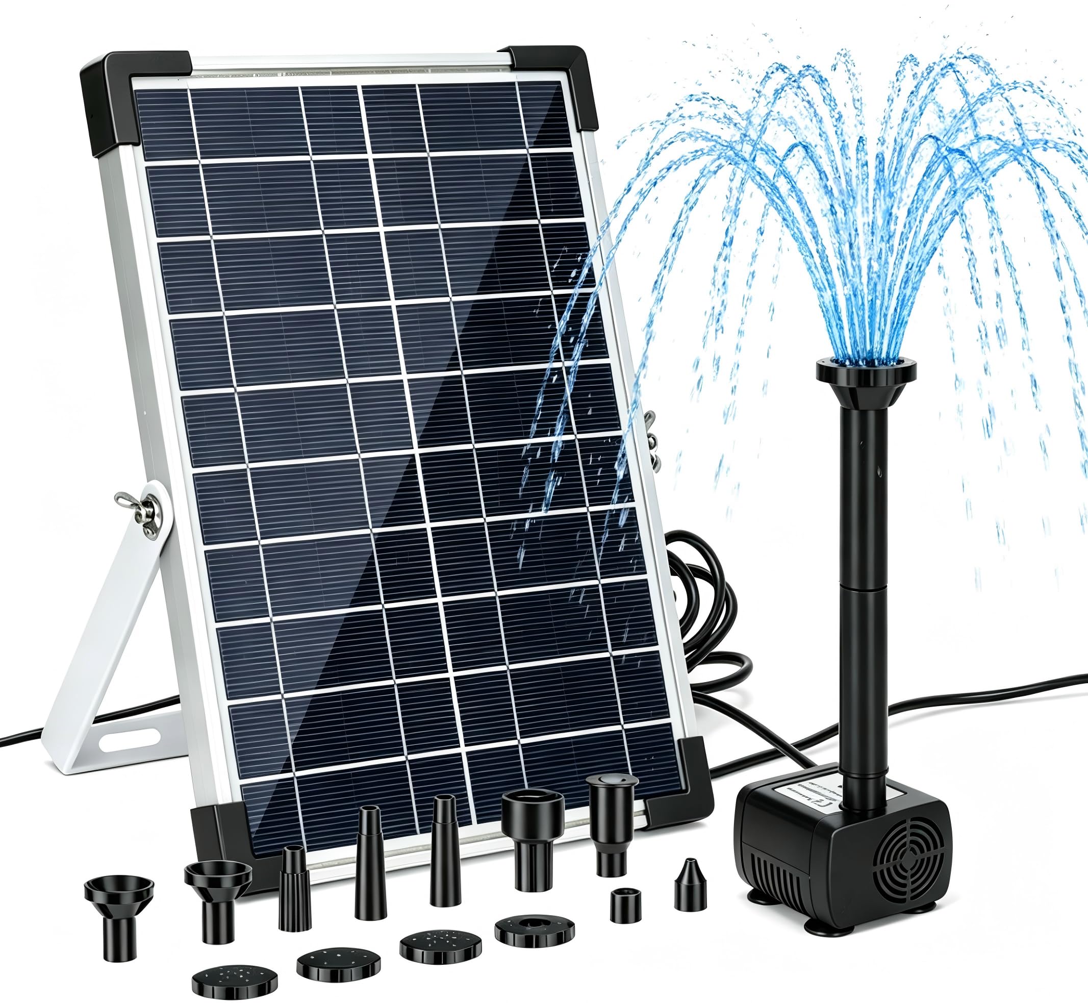 Solar Pumps for Garden Water Features, 6.5W Solar Pond Fountain with Battery Backup & Filter Box, Solar Pond Pump for Bird Bath, Small Pond, Fish Tank, Stable Daytime Operation