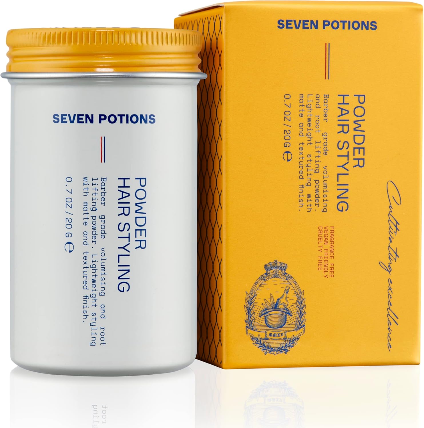 Seven Potions Haarstylingpoeder voor mannen, 20 g, wortelliftend stof, volume en textuur – flexibele grip, natuurlijke look voor alle haartypes, veganistisch, dierproefvrij