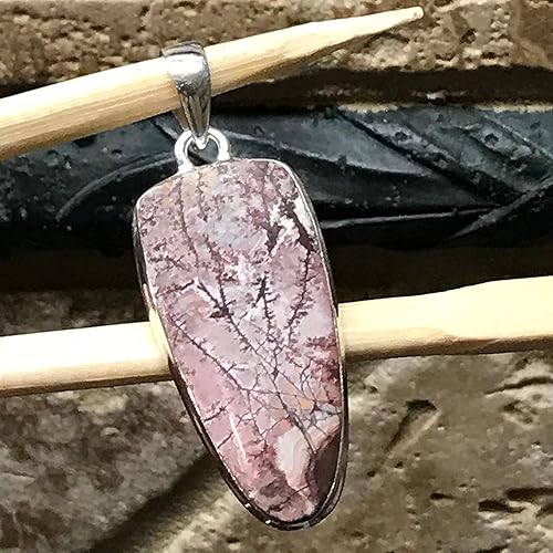 Miniatura 3 de Genuine Scenic Sonora Dendritic Rhyolite 925 Solid Sterling Silver Pendant 50mm