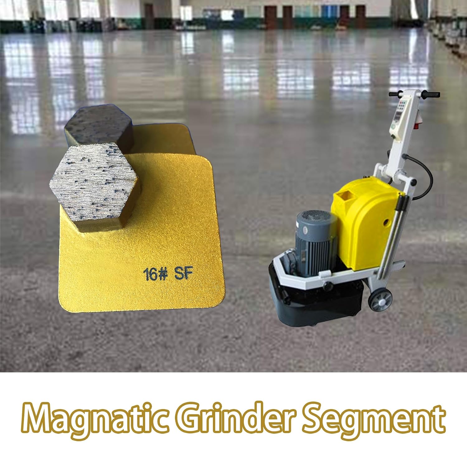 Single Segment Grinder Using Redi-Lock Type Concrete Floor Grinding Segments 9pcs per Box Hexagonal Segment (Soft Bond, 16)