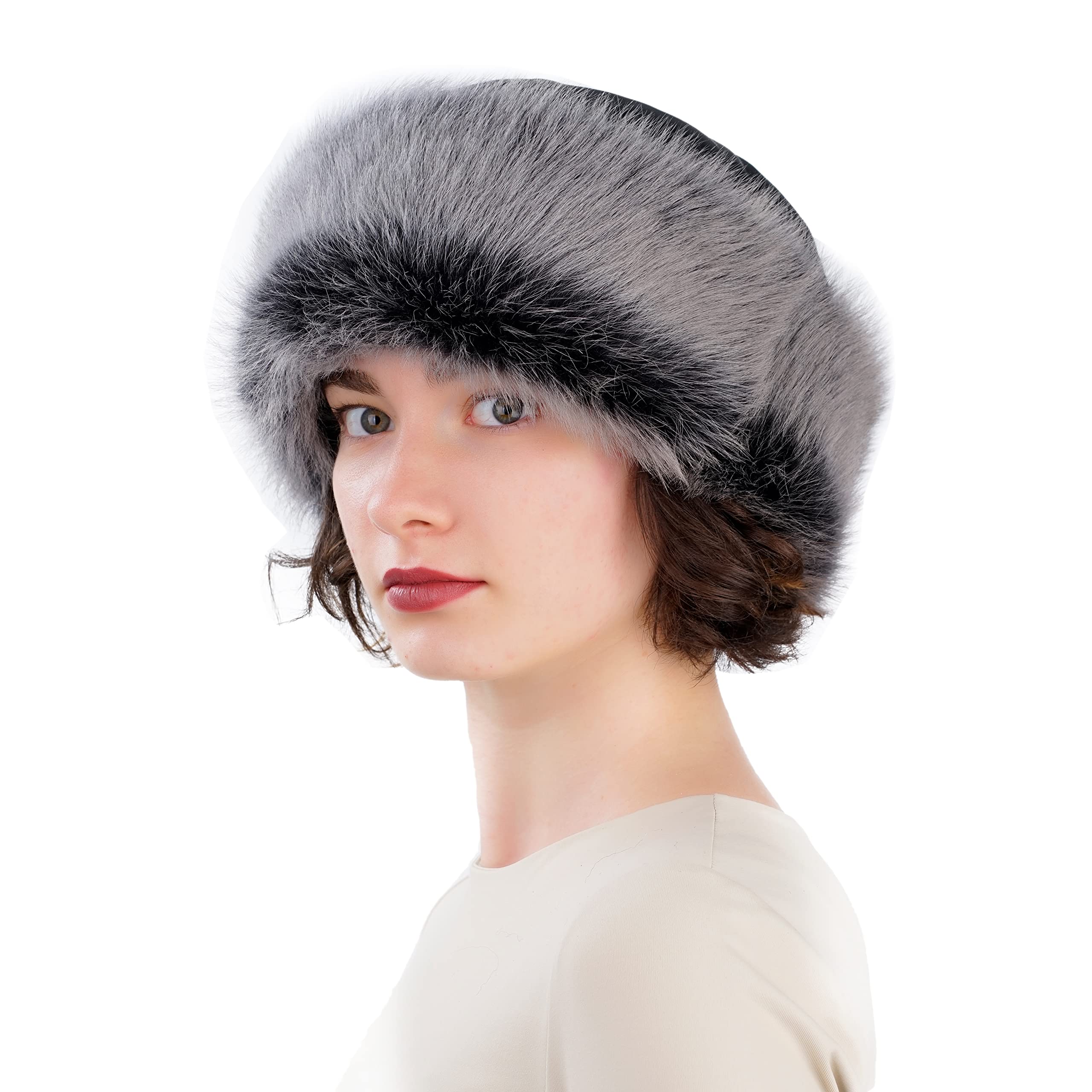 Mumcu's Leather Women's Shearling Sheepskin Fur Lined Winter Beanie Bucket Hat I Unsweaty Lining Structure Inside (Brisa, Medium)