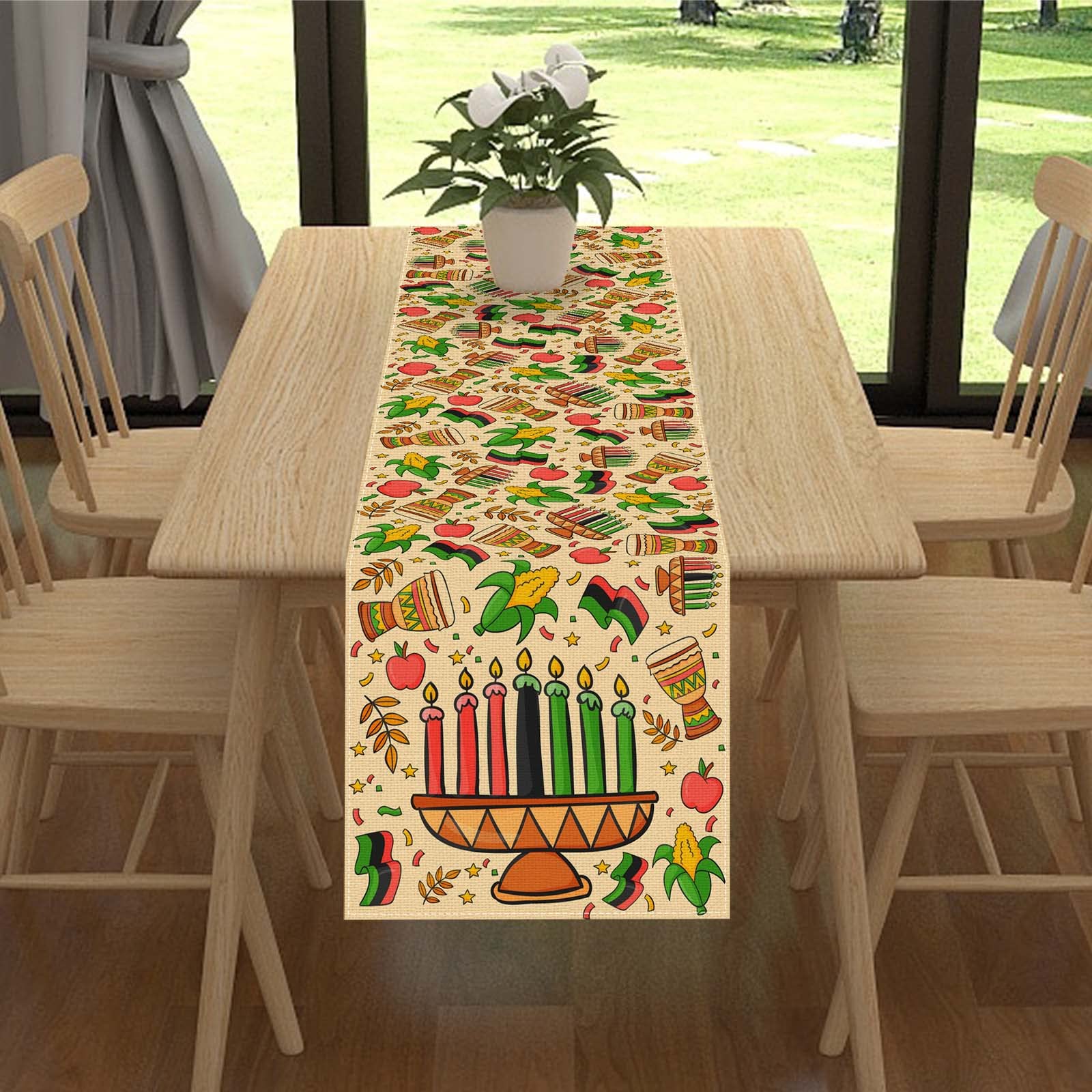 Snapklik.com : Linen Kwanzaa Table Runner 72 Inches Long Kwanzaa ...