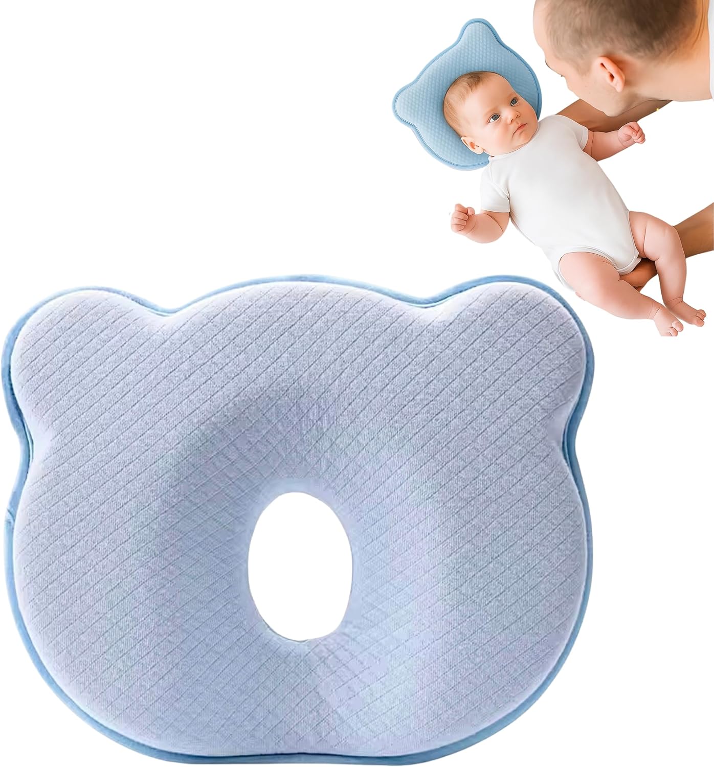 Soft Memory Foam Baby Changing Station Support pad for Infant, Portable Travel Cushion with Cartoon Bear Cover – Comfortable Head Support for Kids, Breathable and Washable