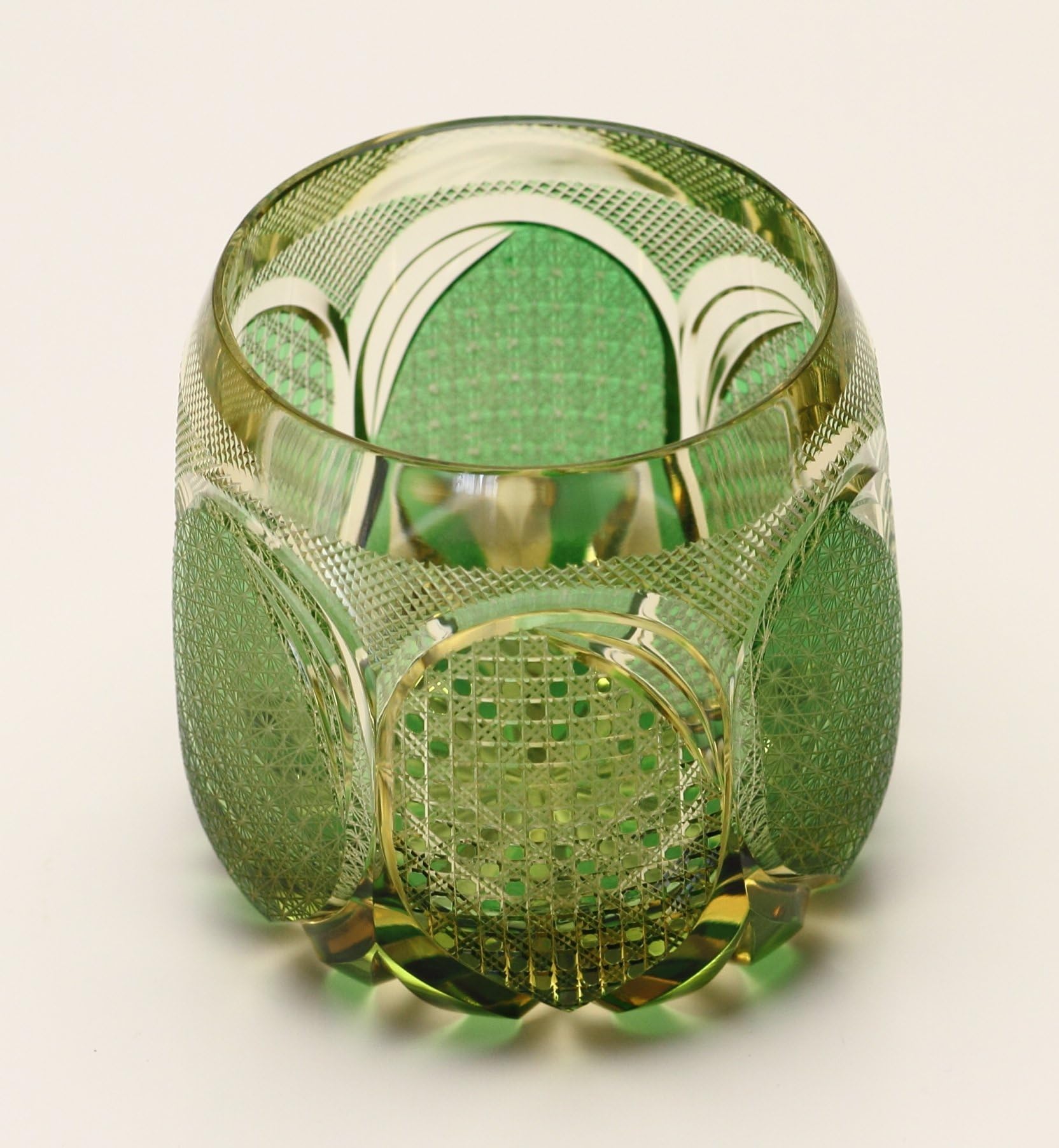 Edo Kiriko Old Fashioned Glass (Rock Glass): Green