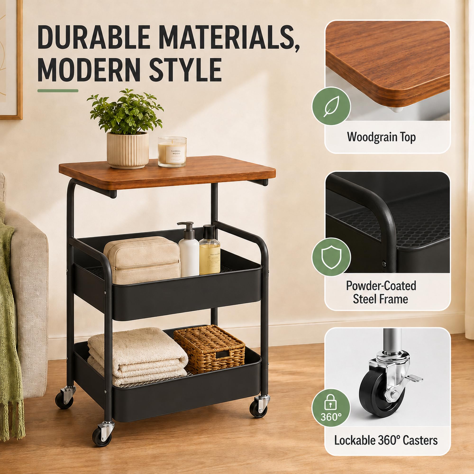Carrito de libros con 3 niveles, carrito de metal con paneles y tablero de mesa, carrito de servir para cocina, salón, casa y oficina, carrito de cocina con ruedas, carrito de manualidades