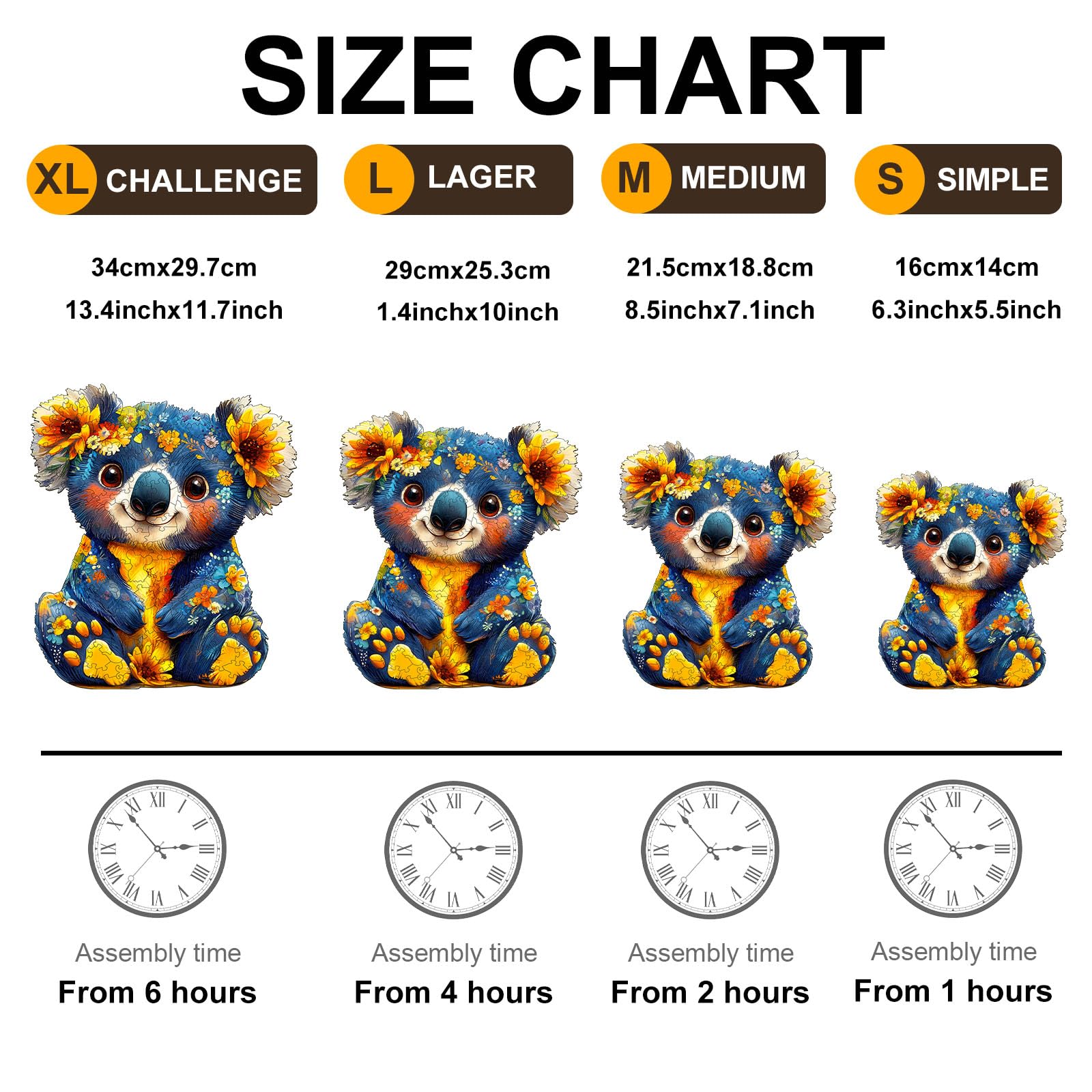 Holzpuzzle Erwachsene,Bunter Koala Holzpuzzle,Unregelmäßige Einzigartige Puzzle, Wooden Puzzle Mit Geschenkbox,Holz Puzzle Geschenke für Erwachsene (34 * 29.7cm)