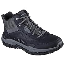Skechers Santoro Hopkins – Scarponcini da trekking, Pelle Nera Rete Sintetica, 44 EU