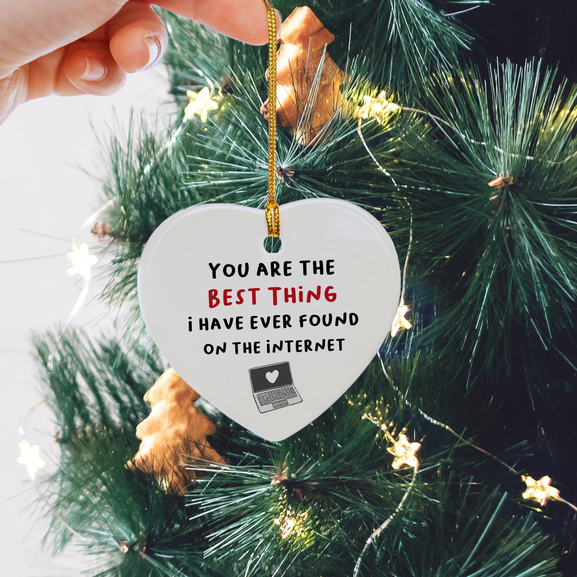 Couple Christmas Ornament, Internet Dating Gift, Gifts for Girlfriend Boyfriend on Christmas, Valentines, Romantic Gifts for Couple Ceramic Ornament