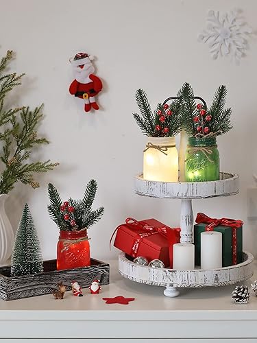 Miniatura 5 de Tarros de cristal de Navidad, centros de mesa de Navidad, bandeja de madera con 3 tarros pintados, centro de mesa de café de comedor, para cocina,