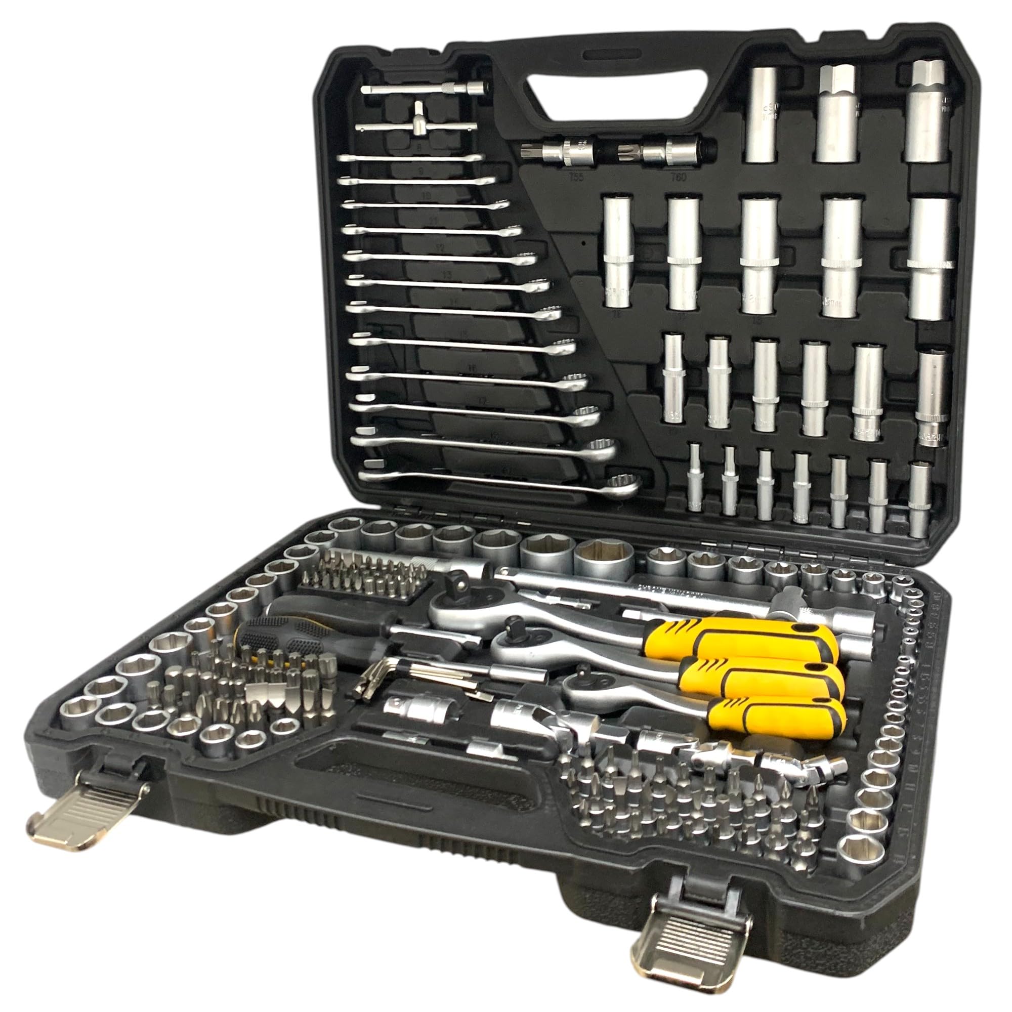 TANIASHOP Valigetta Attrezzi 219 Pezzi Chiavi a Bussola con 3 Cricchetto da 1/4" 3/8" 1/2" Cassetta Porta Attrezzi Professionali ideale per Manutenzione Meccanica, Lavori in officina e fai da te