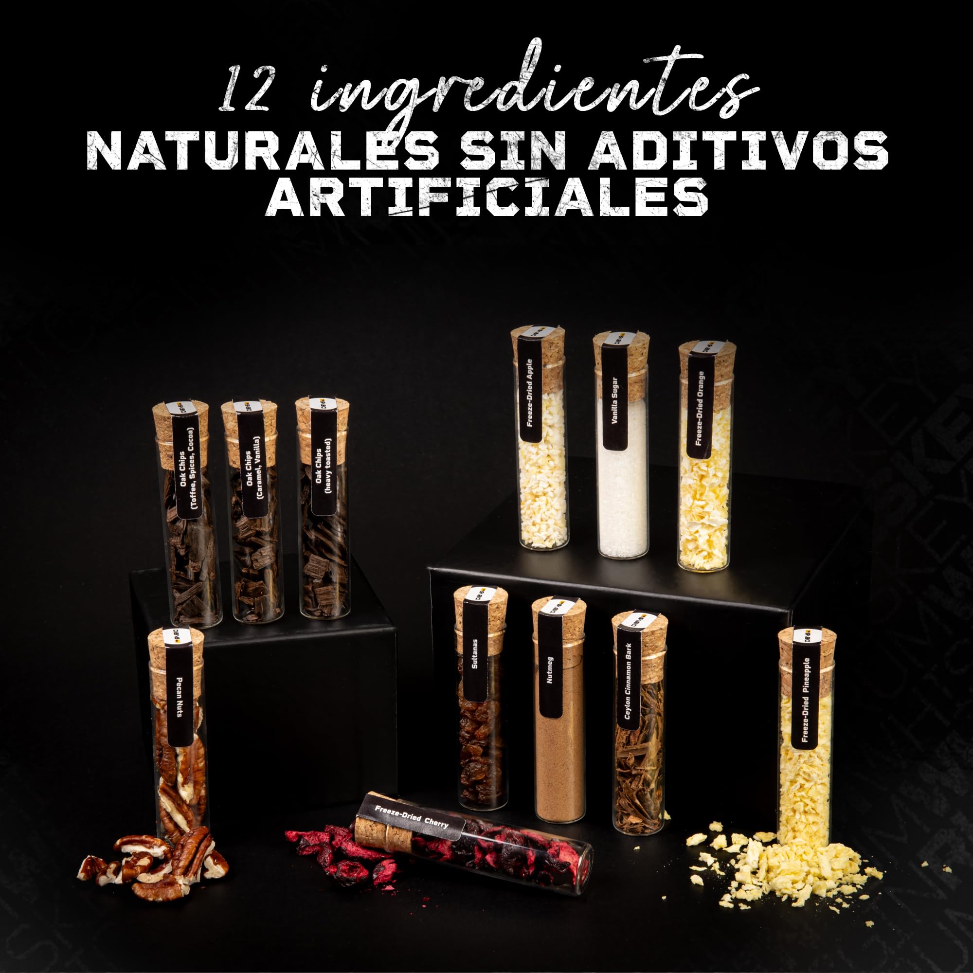 Kit Ron de Bricolaje con 12 Botánicos Naturales, Especias y Accesorios | Set de Regalo para Amantes del Ron