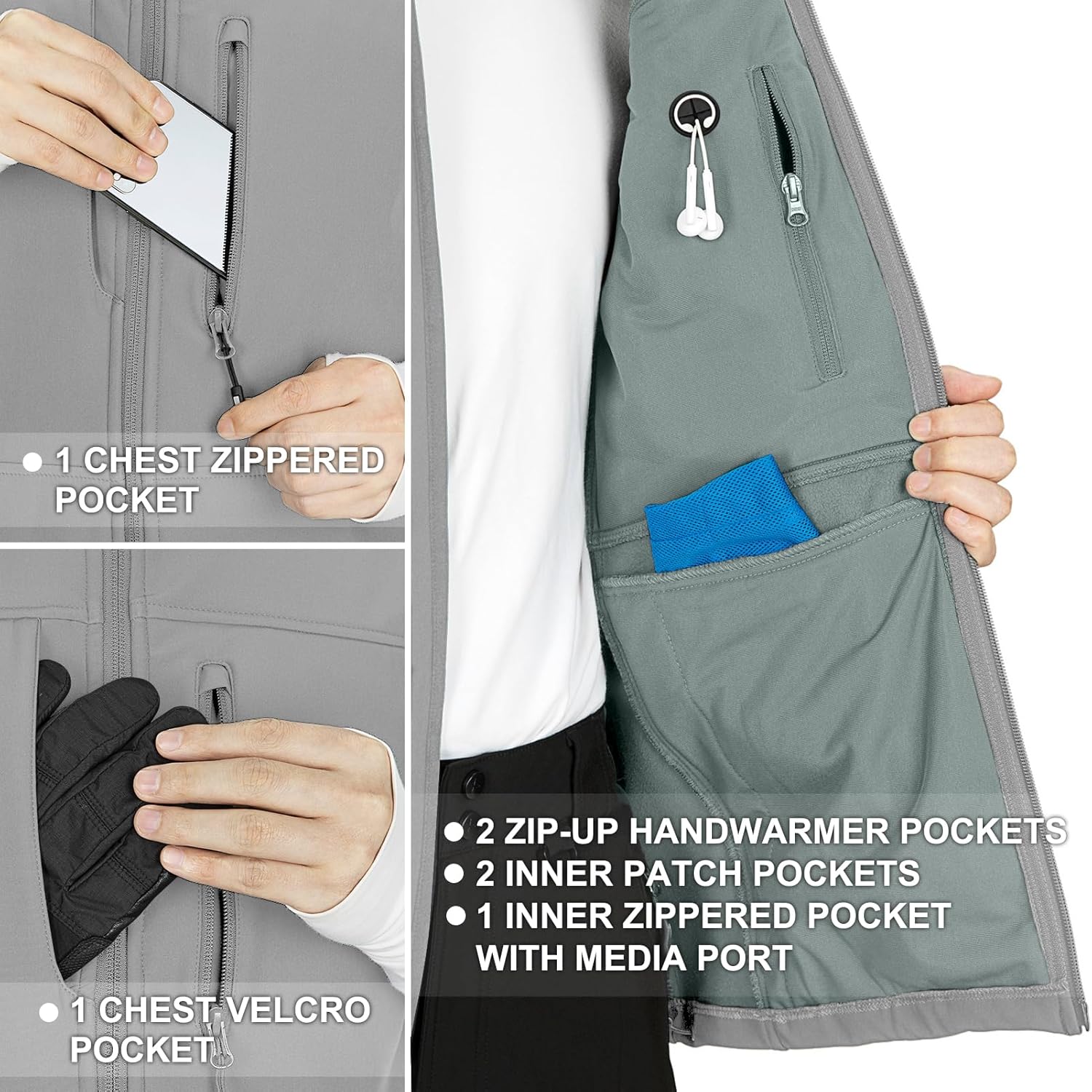 33,000ft Men's Lightweight Softshell Vest Outerwear Zip Up Fleece Lined Windproof Sleeveless Jacket for Golf Running Hiking - Image 4