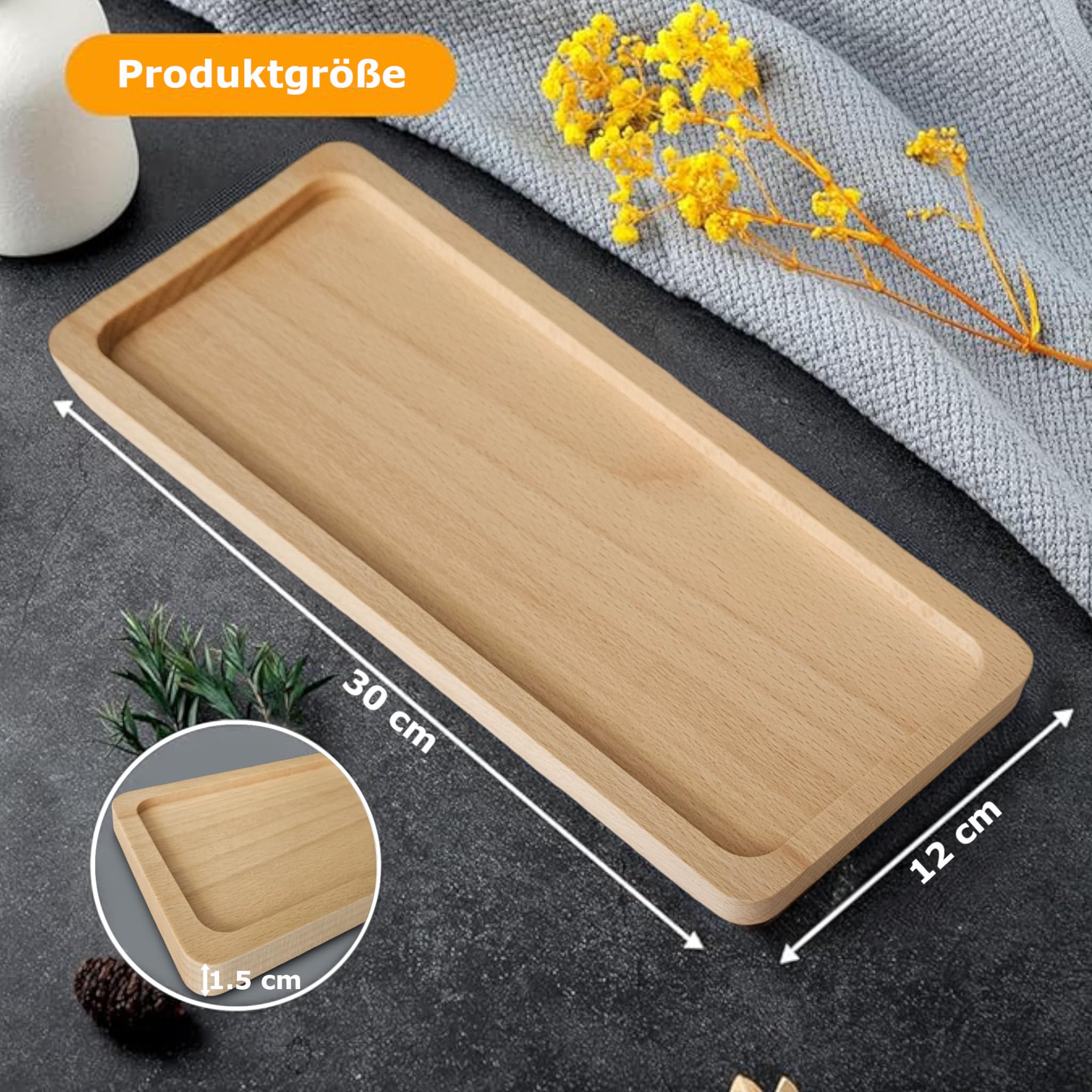 Wooden tray / Decoratie | Plateau | Houten tray | Mat zwart | Rechthoek 50x30cm Wooden tray / Decoratie | Plateau | Houten tray | Mat zwart | Rechthoek 50x30cm