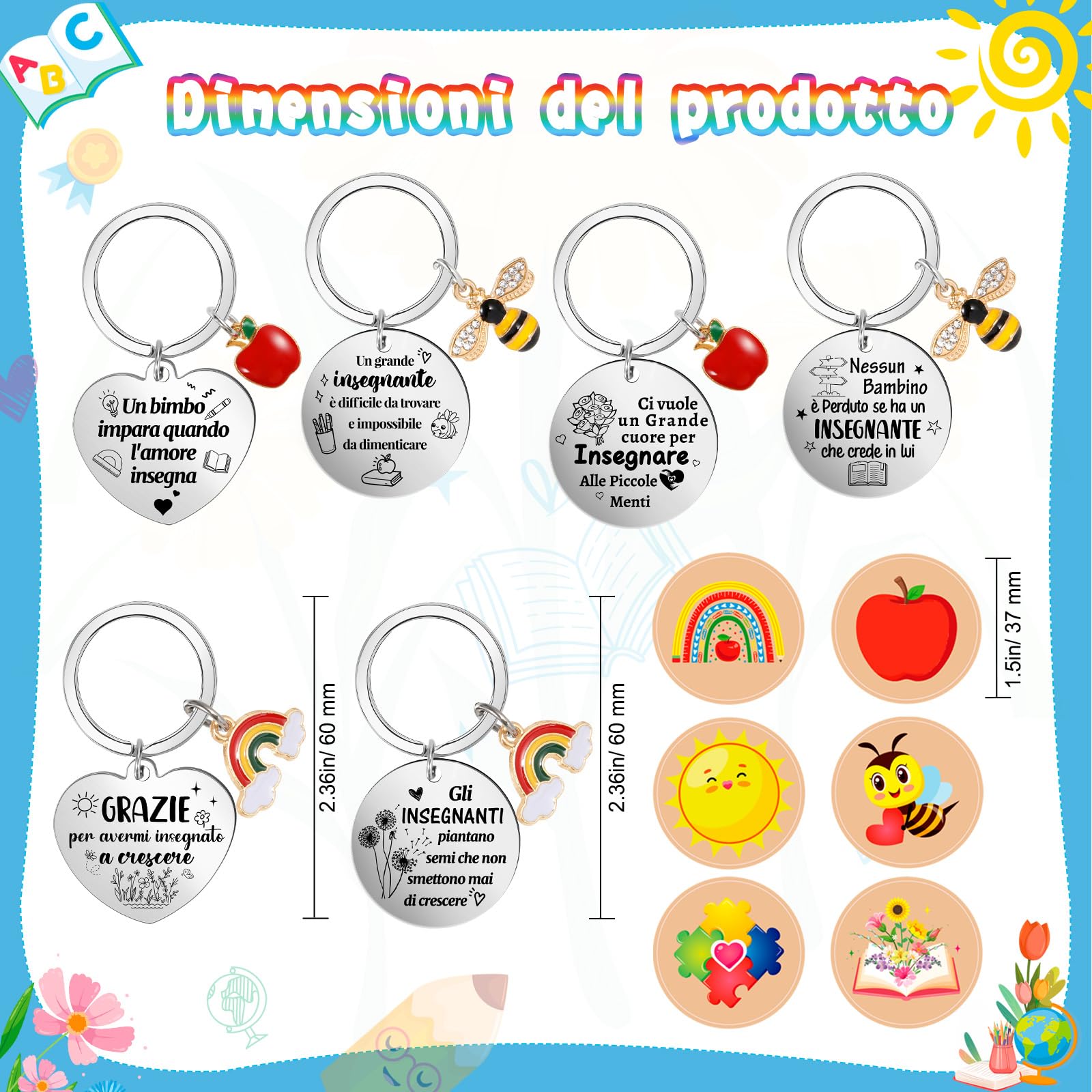 Portachiavi Insegnante Inciso "Beste Lehrerin Der Welt" - Regalo Di Ringraziamento In Tedesco - 5