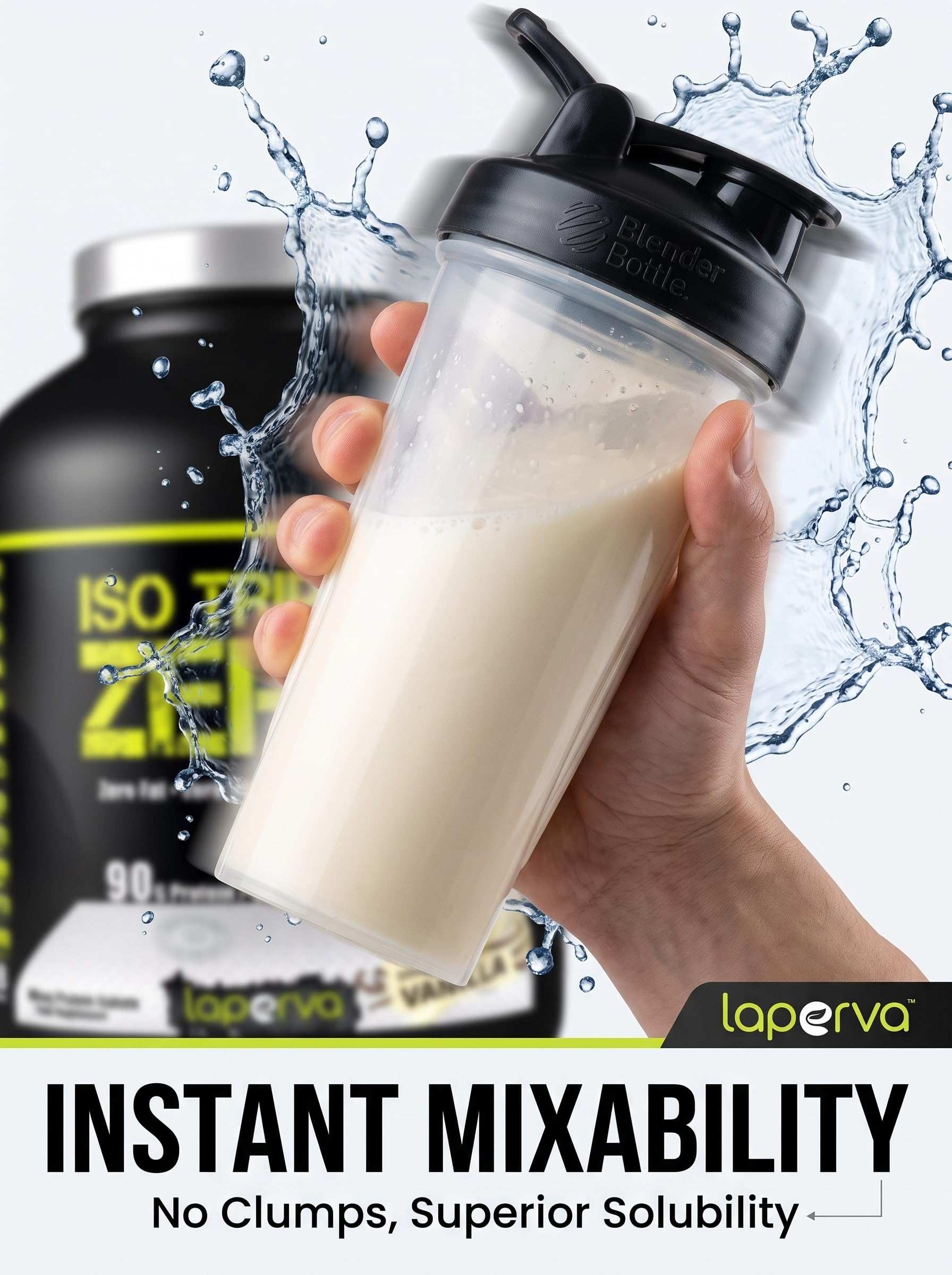 Laperva ISO Triple Zero Whey Protein Isolate – Over 27g Protein, Zero Carb, Zero Sugar, Zero Fat – BCAA-Rich, Fast Absorption, Soy-Free, Halal-Certified (4lb - 60 Servings) (Dreamy Vanilla)