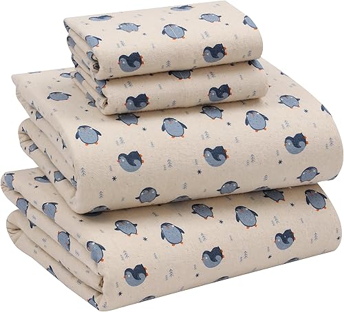 RUVANTI Juego de sábanas de franela tamaño Queen, 100% algodón cepillado, bolsillos profundos de 16 pulgadas (se adapta a hasta 18 pulgadas),