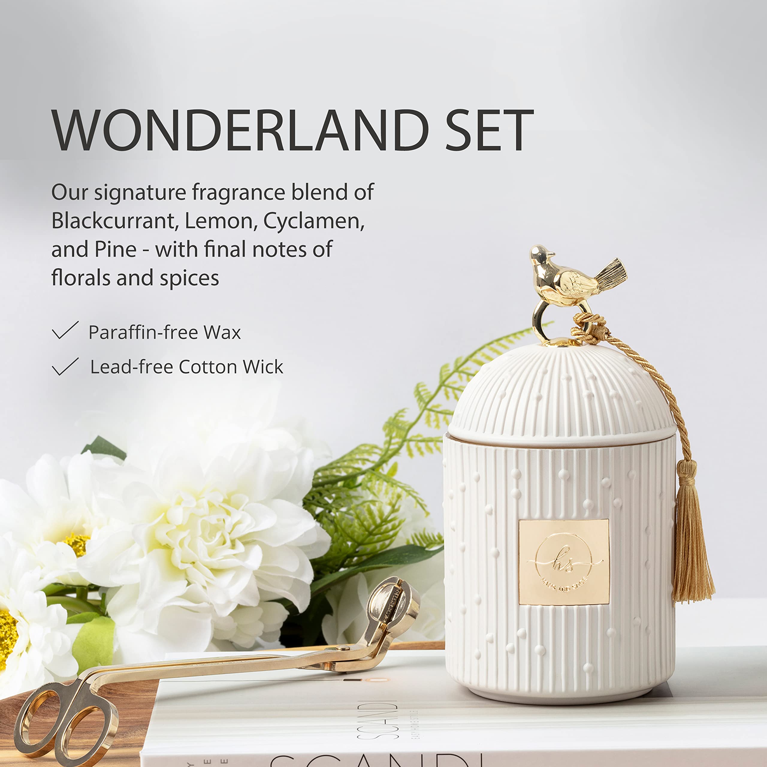 Elegante juego de velas de lujo | Velas perfumadas vertidas a mano | 2 recambios de velas de soja de 8.5 onzas cada una | Centro de mesa para cocina, comedor, decoración del hogar
