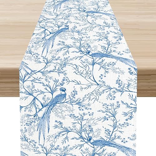 Miniatura 32 de Camino de mesa japonés, retro, tradicional, vintage, grúa, nubes, asiático, oriental, ondas, plantas, naturaleza, camino de mesa para el hogar,