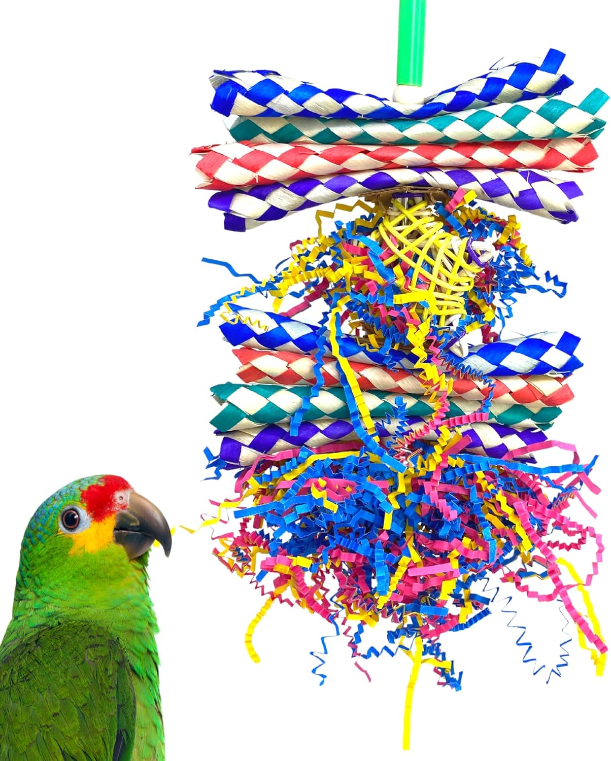 Bonka Bird Toys 1586 Duo Foraging Star Shred - Vibrant, Shreddable Parrot Toy with Bamboo & Paper, Ideal for Medium to Large Birds