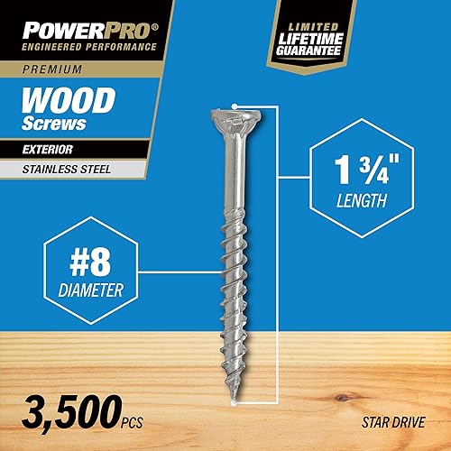 Miniatura 7 de 967797 Tornillos para madera, #8 x 1 pulgada, tornillos marinos inoxidables de alta calidad, resistentes a la corrosión, acero inoxidable, caja de