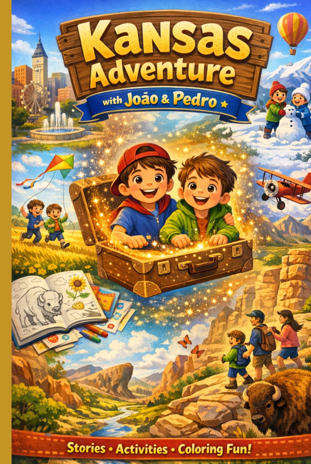 Kansas Adventure: Kids’ Travel & Coloring Book: A Magical Road Trip with Snow, Nature, Family Fun & Interactive Activities for Children Ages 4–8 (João & Pedro’s World Adventures)