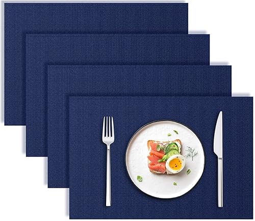 Blue Forest Juego de 4 manteles individuales rectangulares de yute natural  Doble capa gruesa para mayor durabilidad  Resistente al calor  Lavable a