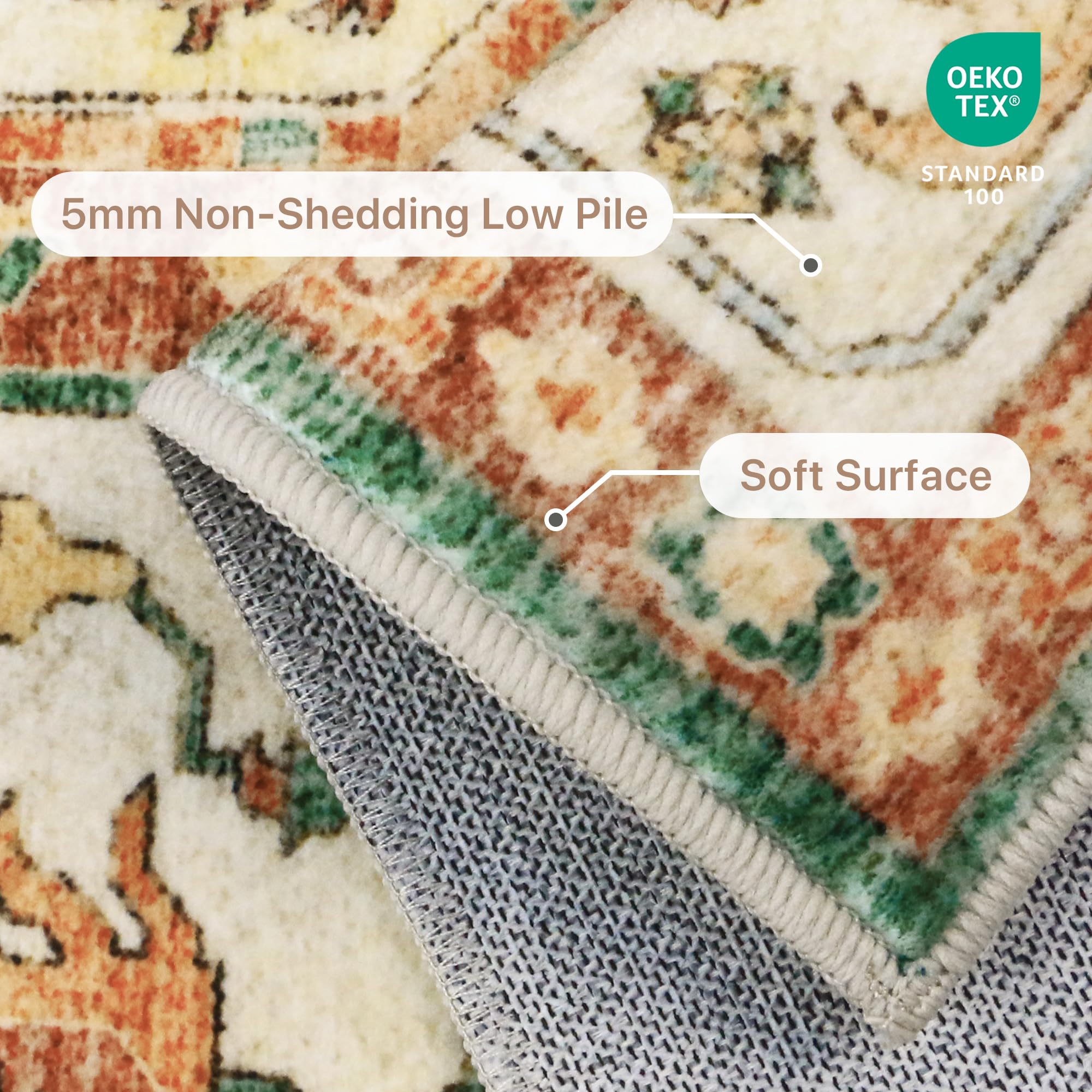 BEIMO Tappeto Salotto Pelo Corto Vintage, Tappeto Camera Da Letto, Tappeti Antiscivolo Lavabile, Grande Tappeti Persiano per Cameretta, Soggiorno, Sala, Tortora, 200x290cm