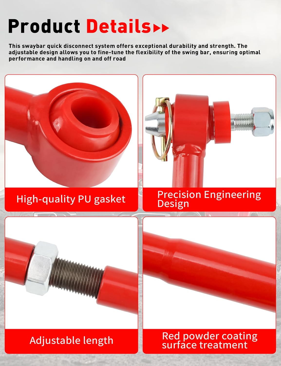 2.5" - 6" Lift Front Sway Bar Links Kits for 1998-2006 Jeep Wrangler TJ & 1984-2001 Jeep Cherokee XJ - PU Bushings, Quicker Disconnect System