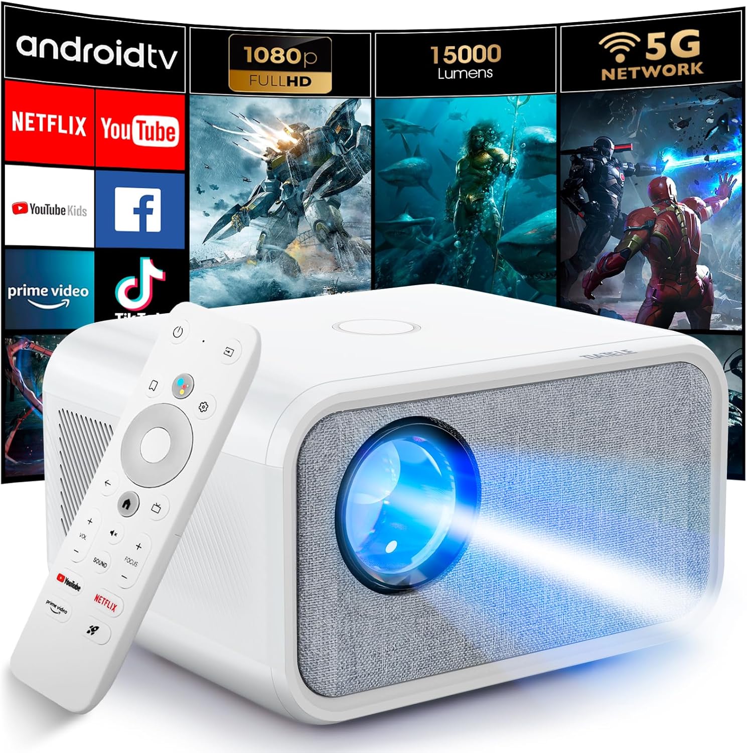 Smart Netflix-licensed Projector with wifi and bluetooth,TlATELE 4k supported 450ANSI proyector for Home& Bedroom Compatible Phone/Laptop, Chromecast 8000+ Apps google play store Smart Netflix-licensed Projector with wifi and bluetooth,TlATELE 4k supported 450ANSI proyector for Home& Bedroom Compatible Phone/Laptop, Chromecast 8000+ Apps google play store