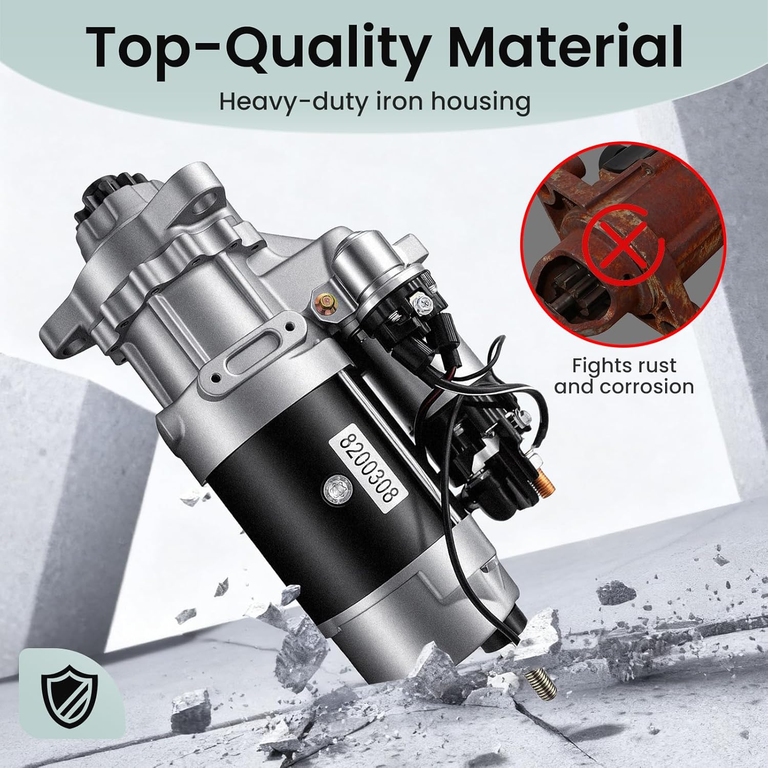 New 12V 39MT Truck Starter Motor Compatible with Ford Kenworth Freightliner Peterbilt Mack Sterling Volvo Medium & Heavy-Duty Trucks, Replaces 8200308 3103304 8201079 5284082 5284081 10461318 19011530