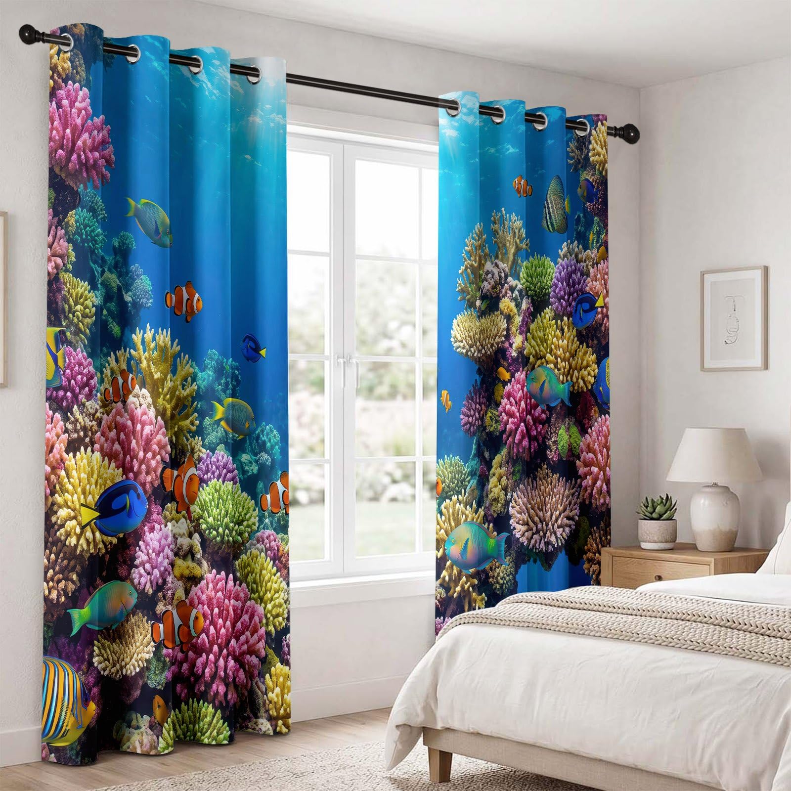 Tende oscuranti tropicali costiere lunghe 183 cm, blu multicolore