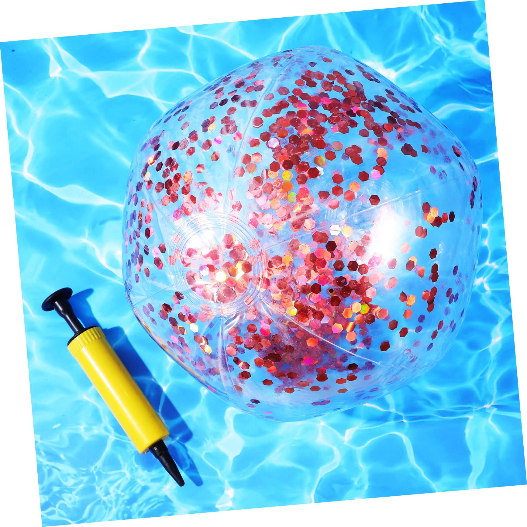 Abaodam Giant Glitter Confetti Beach Ball Inflatable Pool with Pump for Dazzling Sunlight Effect Material Fun Water Game Prop
