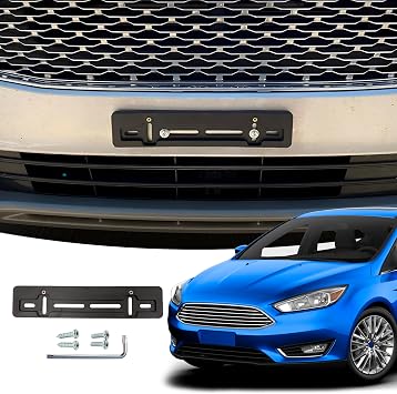 Front Bumper License Plate Bracket for Ford 2000-2026, Plate Holder Set w 4 Unique Screw Bolts & Wrench Kit, License Tag Mounting Kit, Quality Plate Holders, Premium Car & Truck Accessories