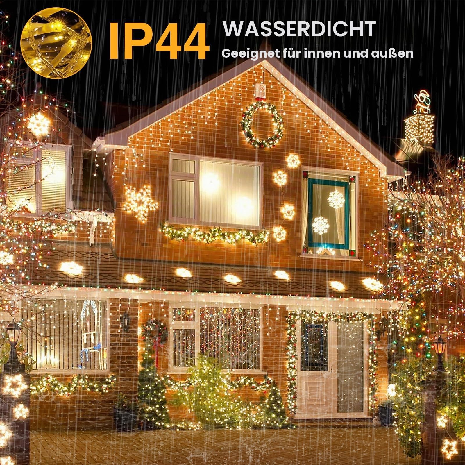 GlobaLink 500 LEDs Lichterkette 100m Warmweiß, 8 Modi, IP44 wasserdicht