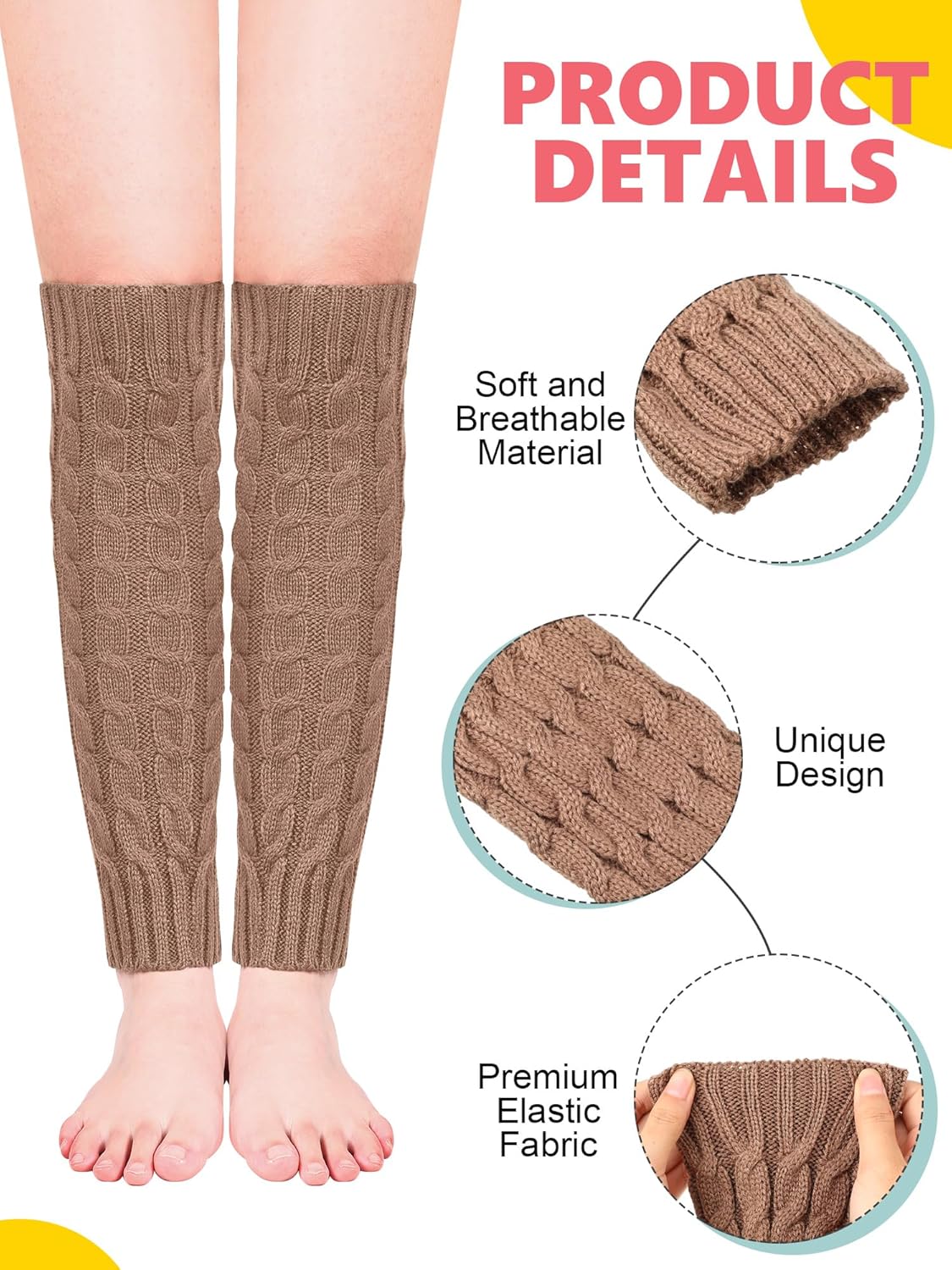 Geyoga 12 Pairs Women Leg Warmers for Winter, Cable Knit Knee High 80s Plus Size Leg Warmers for Boot Yoga Socks Ballet Dance(Multi Colors)