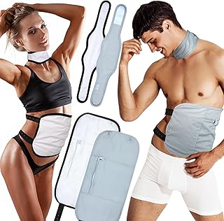 ZINGTERRA Castor Oil Pack Wrap Organic Castor Oil Packs for Liver Detox, inflammation, Neck Wrap for Thyroid, Adjustable Elastic Strap Castor Oil Pack Compress Castor Oil Packs kit 4 Pack