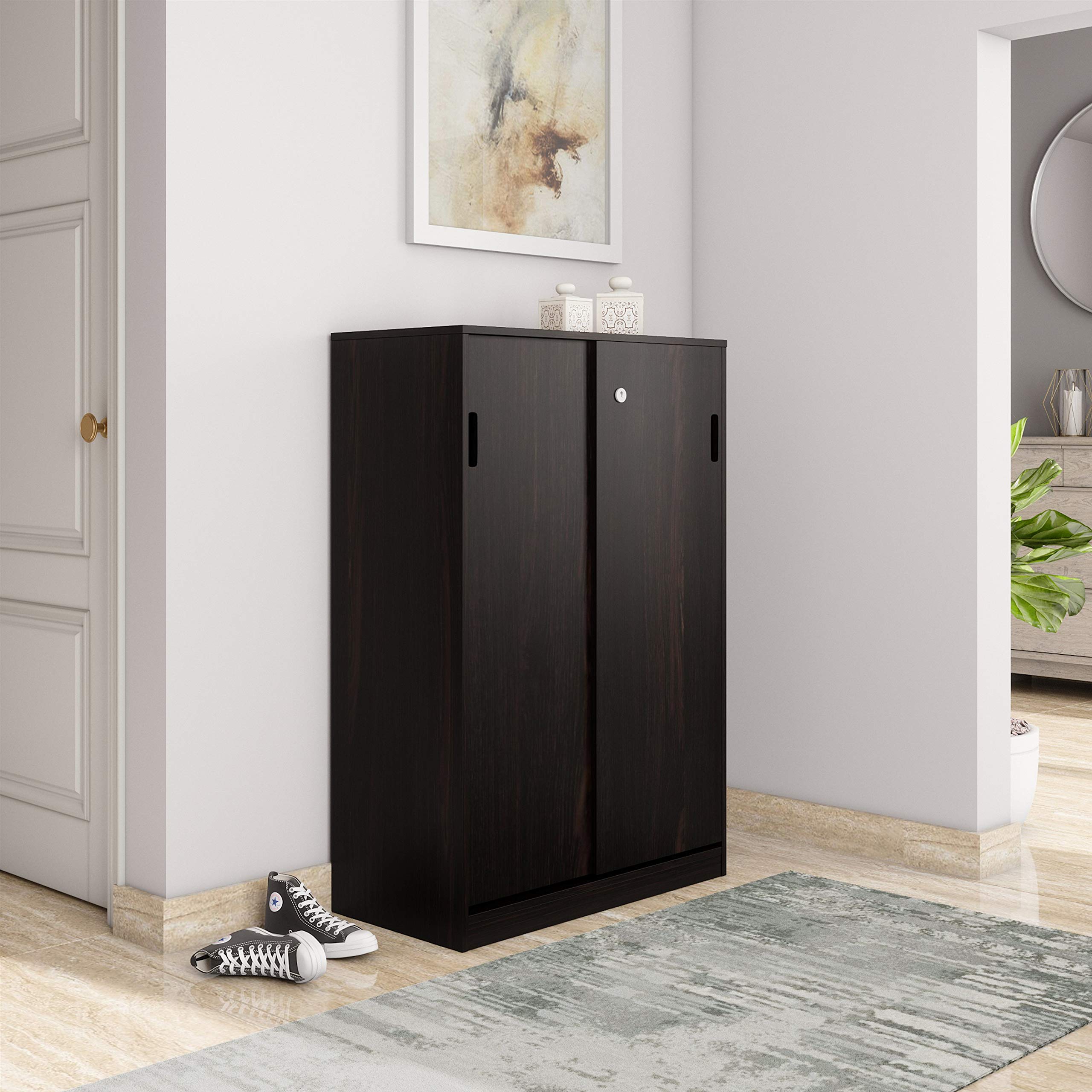 Amazon Brand - Solimo Aquilla Engineered Wood Particle Board Wenge Finish Storage Unit with 2 Door (Sliding) ,Brown-image-38