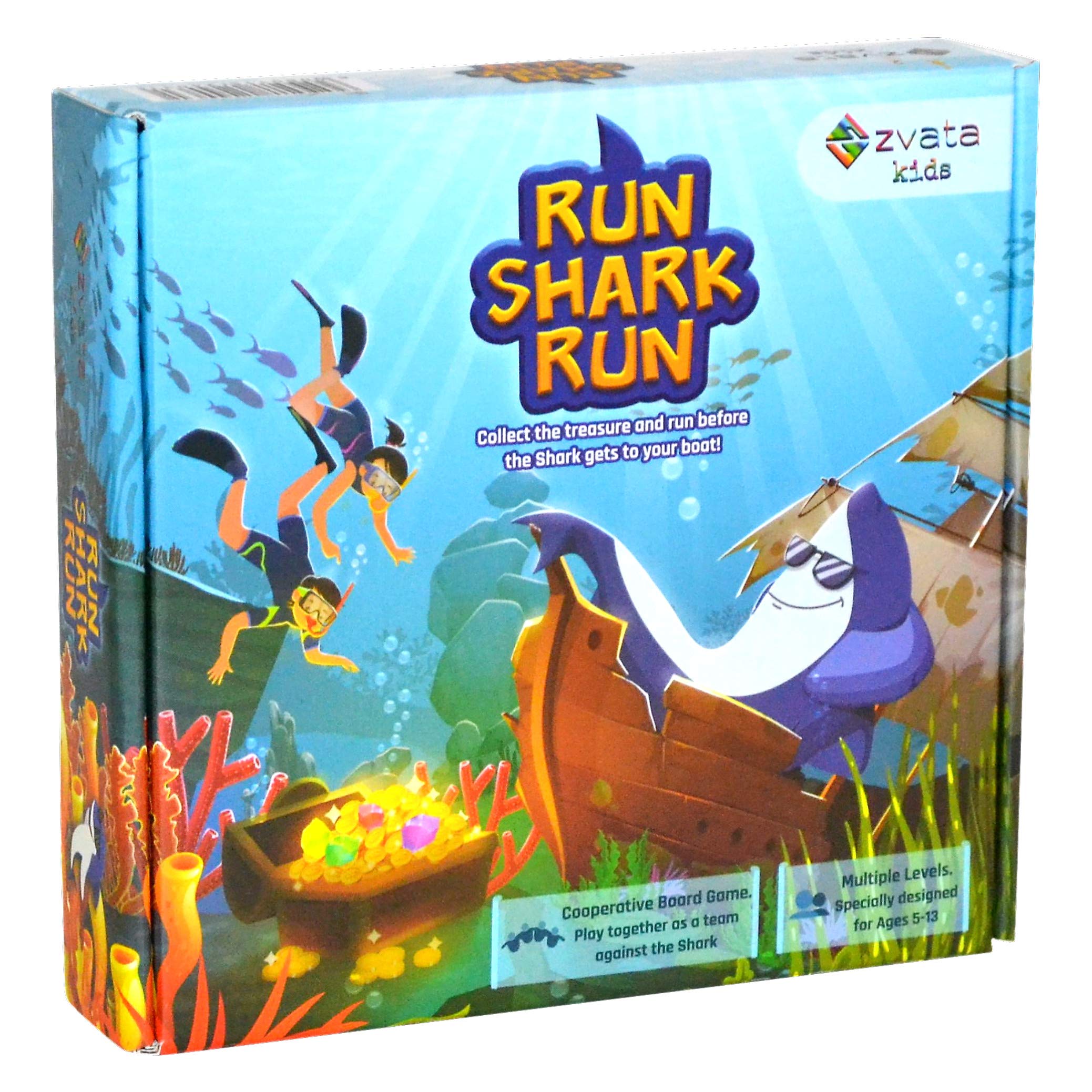 Run Shark Run - Fun Board Game for Kids Age 4+ Years | Indoor Cooperative Board Games for Children | Multiple Levels | Multicolour