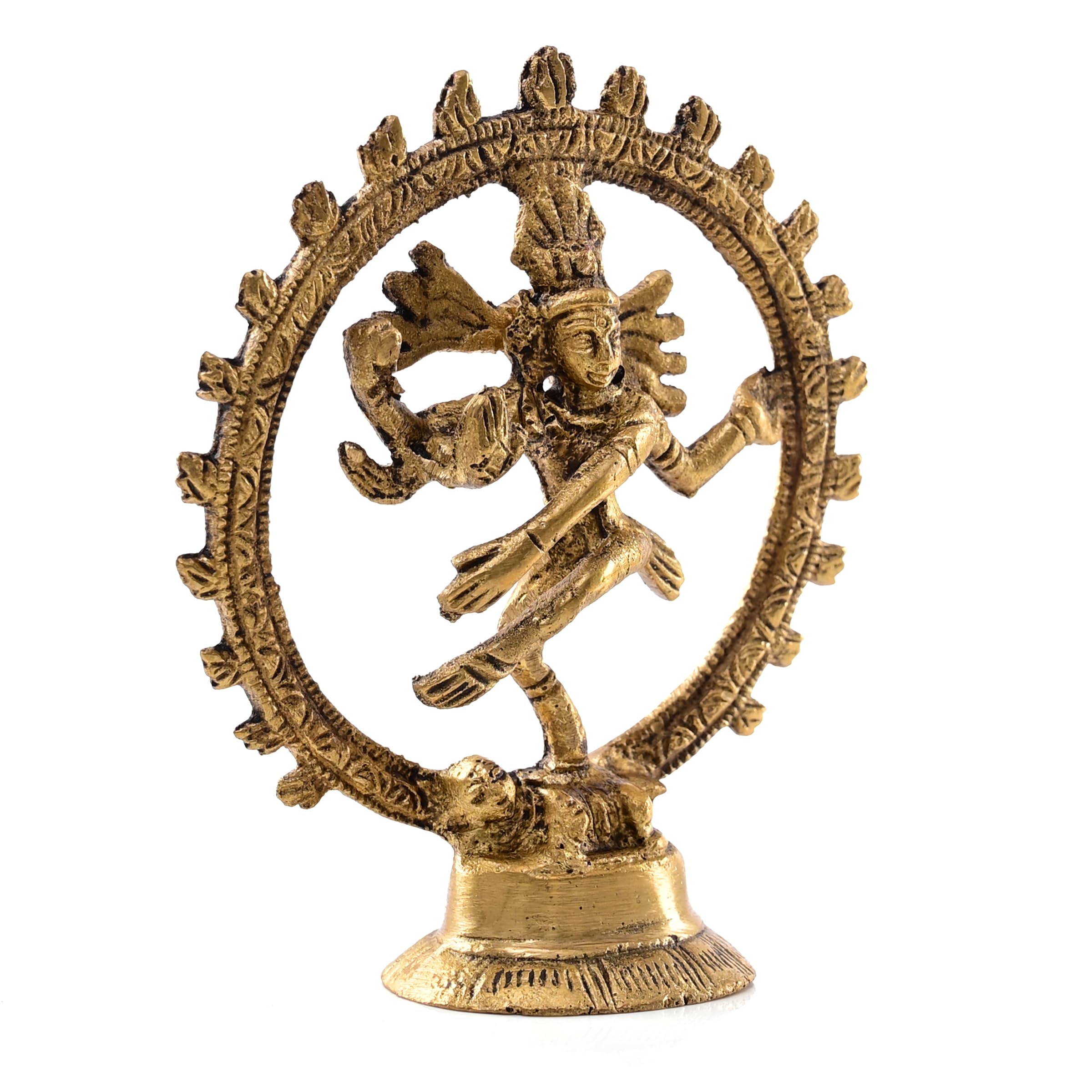 Brass Natraj Pooja Murti Idol Statue God Lord Dancing Shiva Handmade Pital Natraja Hindu God Natraj Spiritual Indian Décor Showpiece for Home Temple Puja Decoration Festival and Gifting