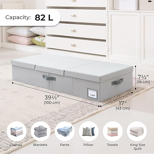 Miniatura 2 de Cupic Cupid Contenedores de almacenamiento debajo de la cama, organizador plegable grande con tapa de tres pliegues para dormitorio, caja de