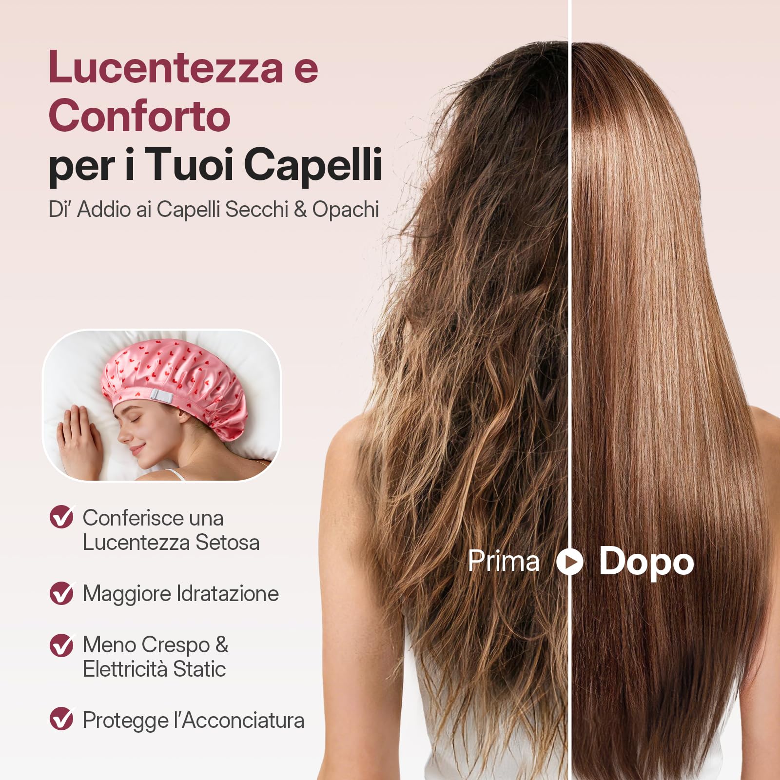 LitBear Cappello da notte da donna per dormire, regolabile a doppio strato di raso con elastici per capelli naturali ricci