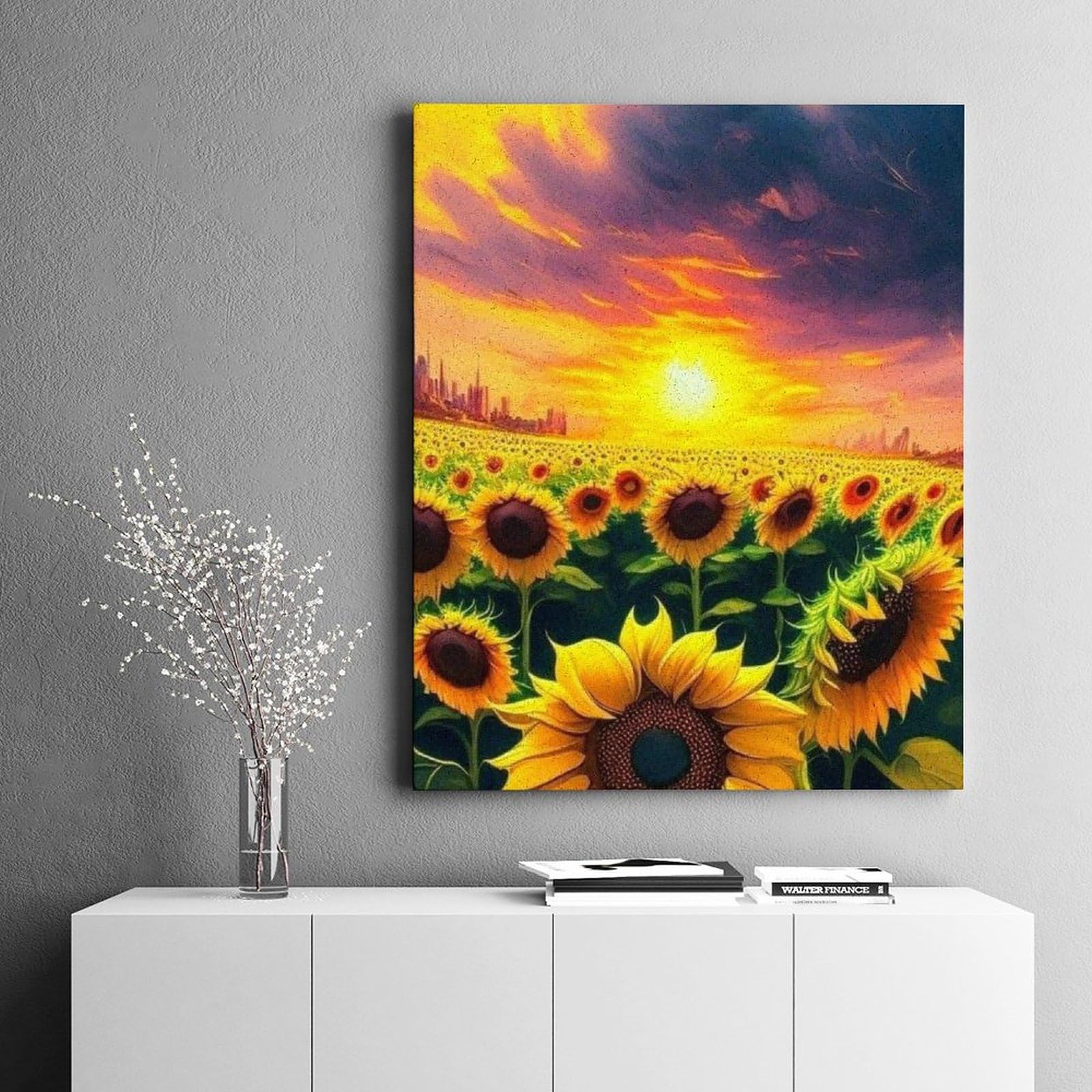 Amazon | 夕暮れのひまわり畑 数字キットによる絵画 数字油絵 色