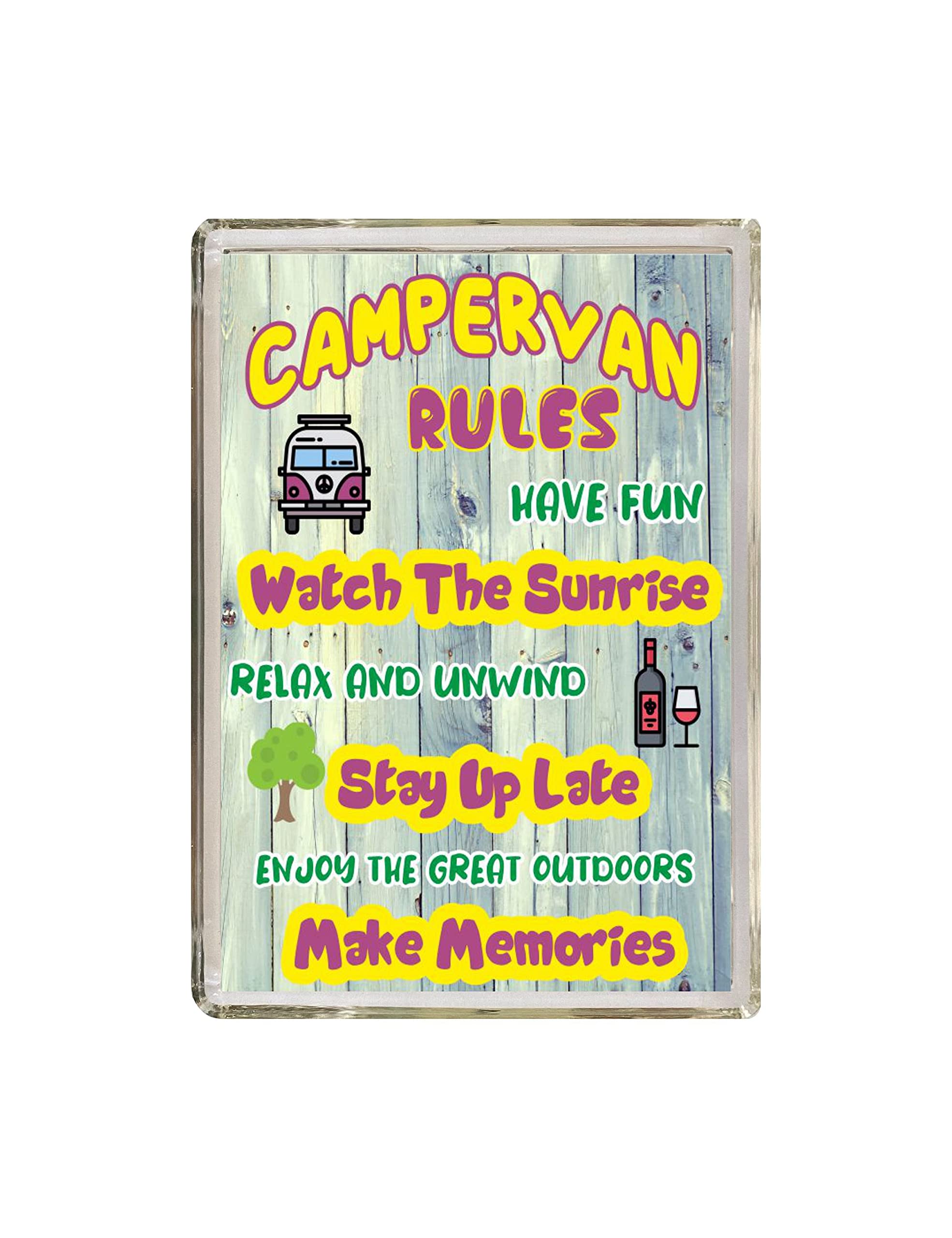 'Clare's Cosmetics' Fun Campervan Lover Gift – Campervan Rules – Fridge Magnet - Novelty Present